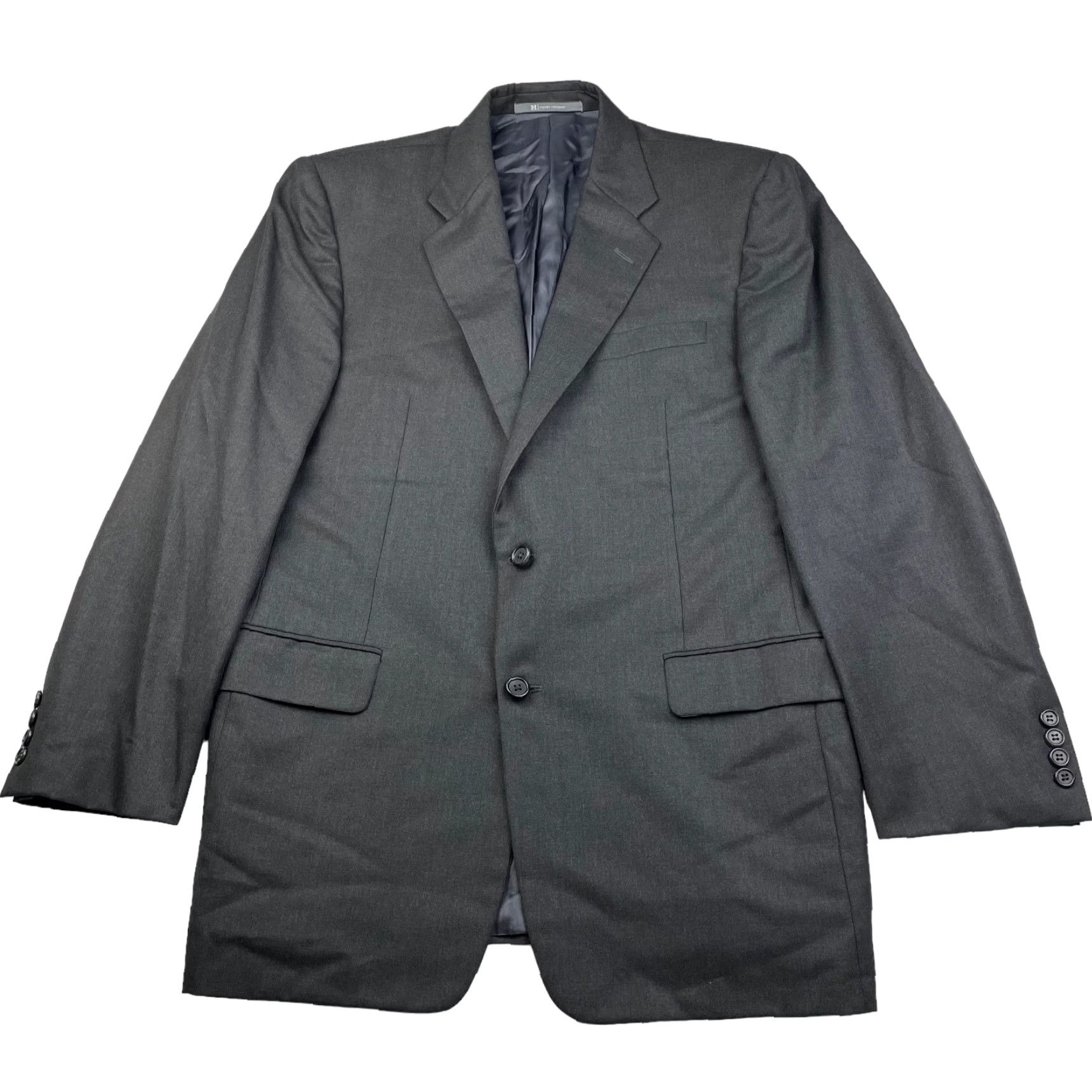 Hickey Freeman x Loro Piana Blazer Madison 100% Wool Gray 42R Two-Button Single-Breasted Notch Lapel Mens Jacket