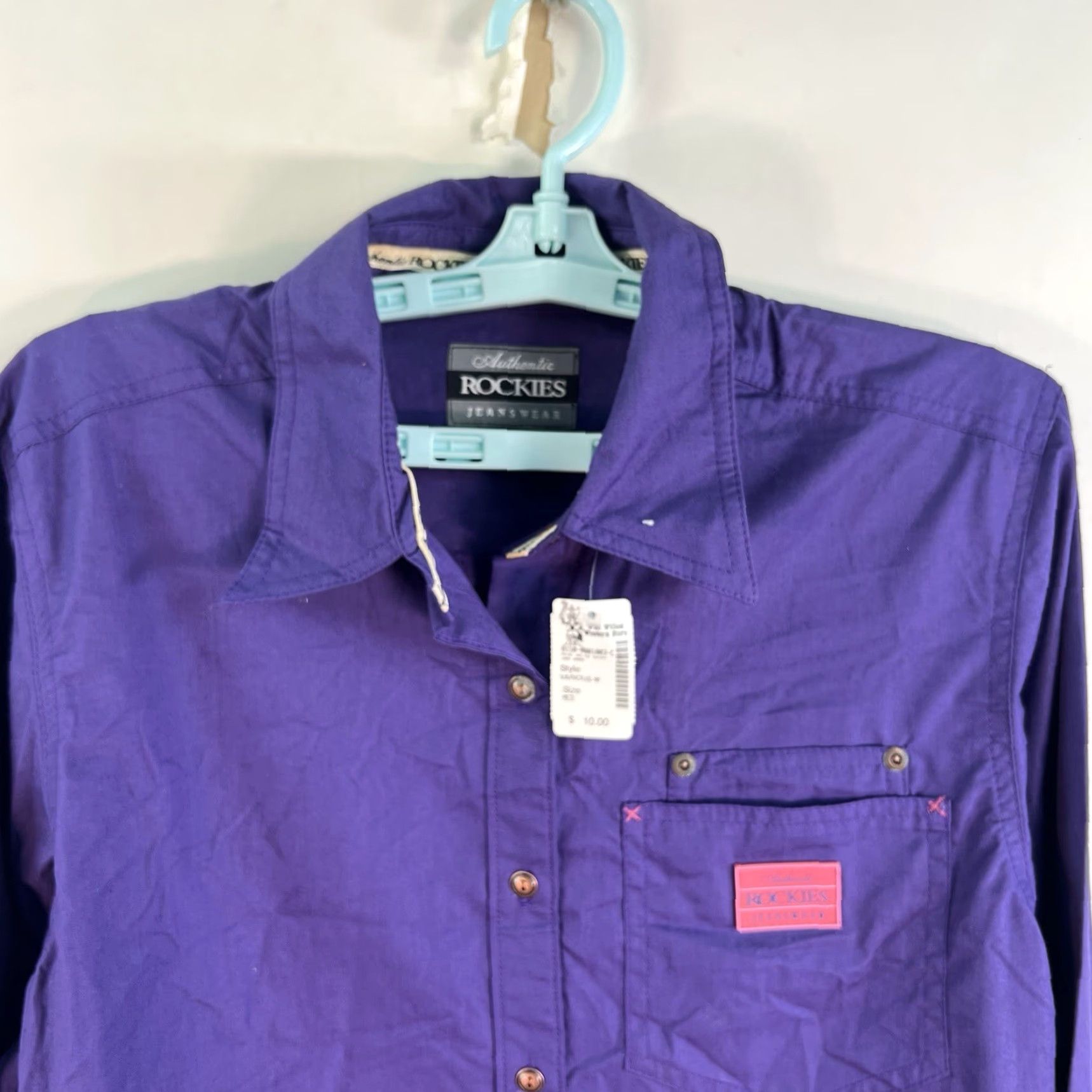 Vintage VINTAGE Rockies Western Shirt Women's Size M Purple Casual Western Style Embroidered Long Sleeve US 90s Womens Size M / US 6-8 / IT 42-44 - 3 Thumbnail