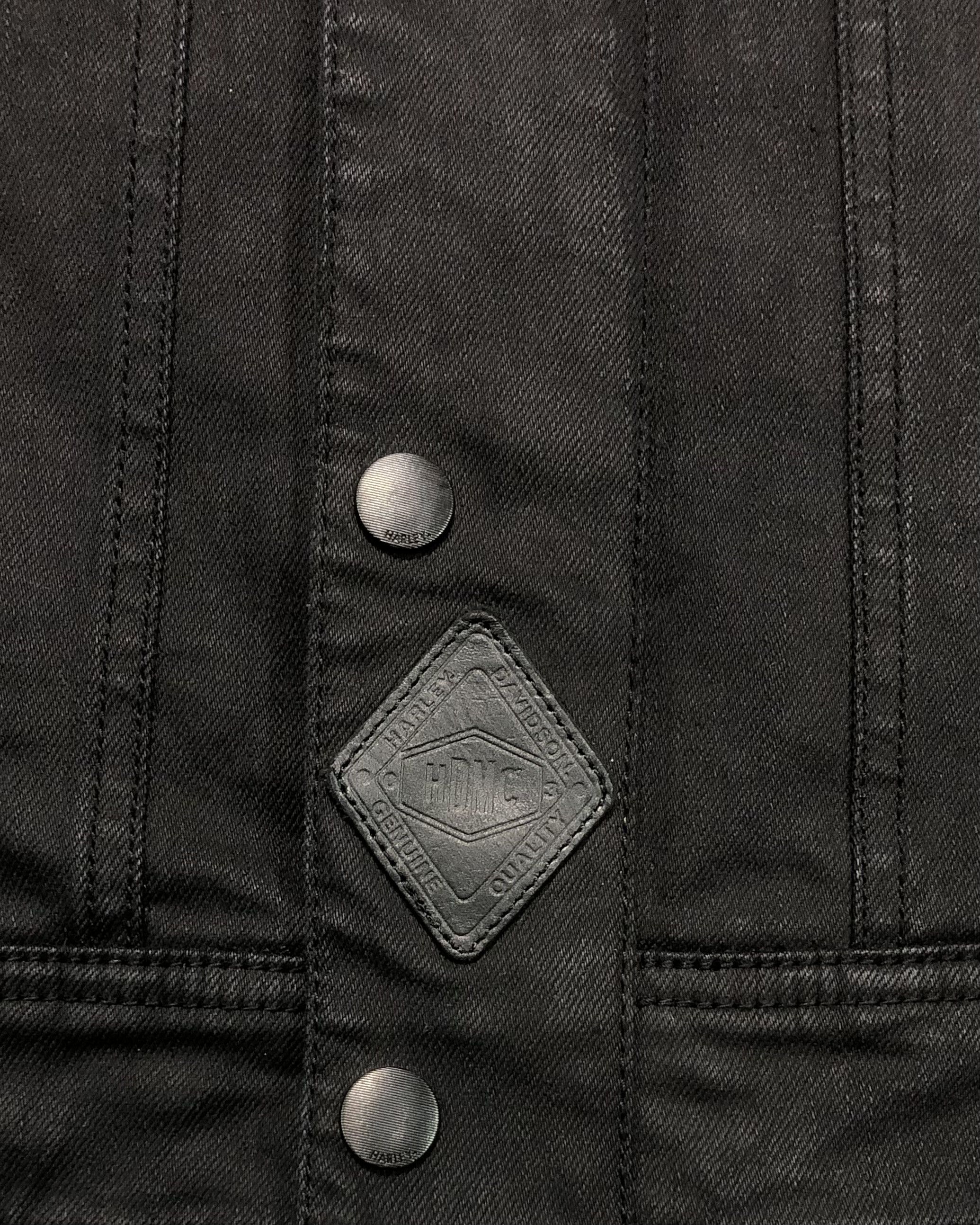 Harley Davidson Modern Harley Davidson Black Coated Denim Vest Size US M / EU 48-50 / 2 - 6 Thumbnail