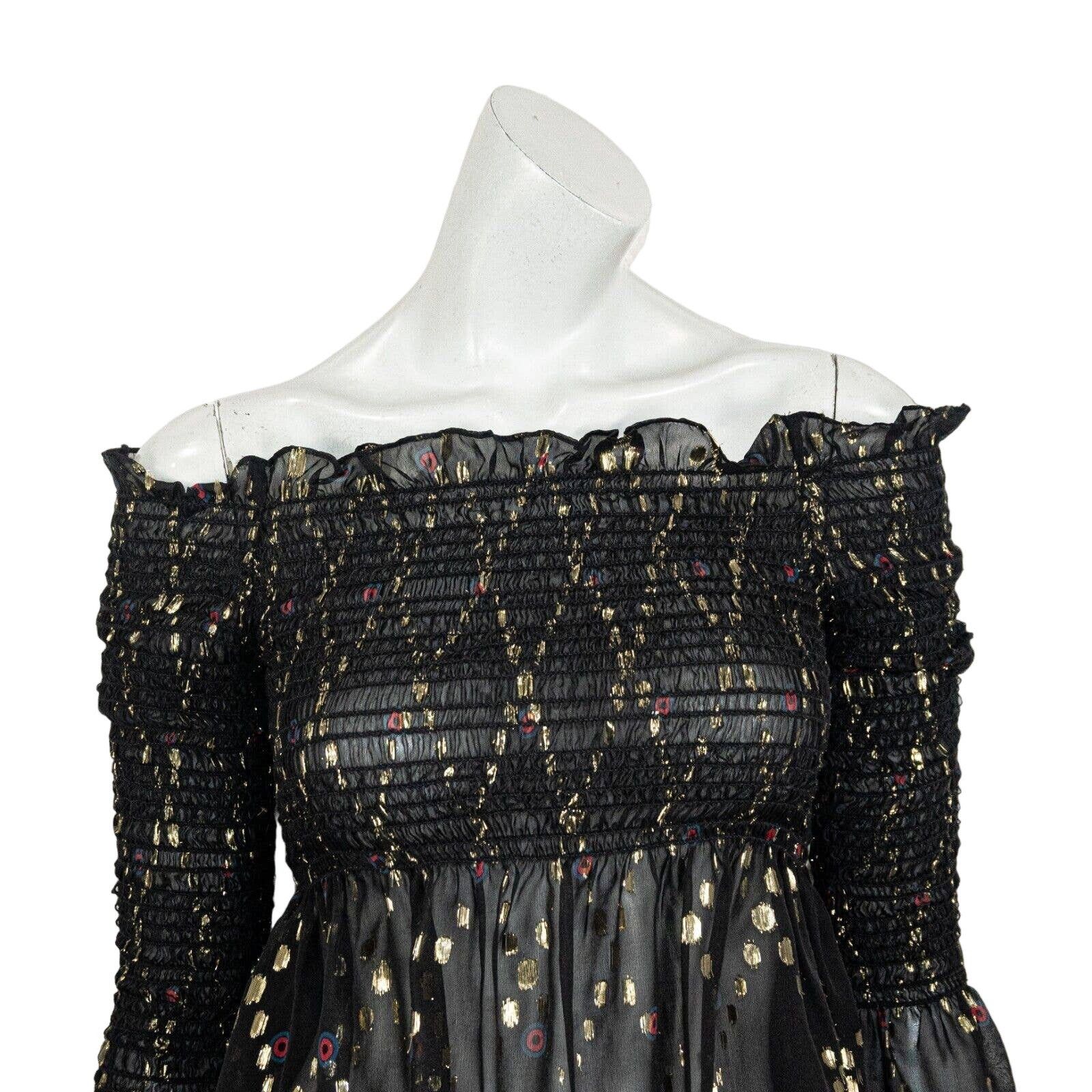 A.L.C. A.L.C. Agra Black Gold Metallic off Shoulder Blouse sheer 4 Size S / US 4 / IT 40 - 8 Thumbnail