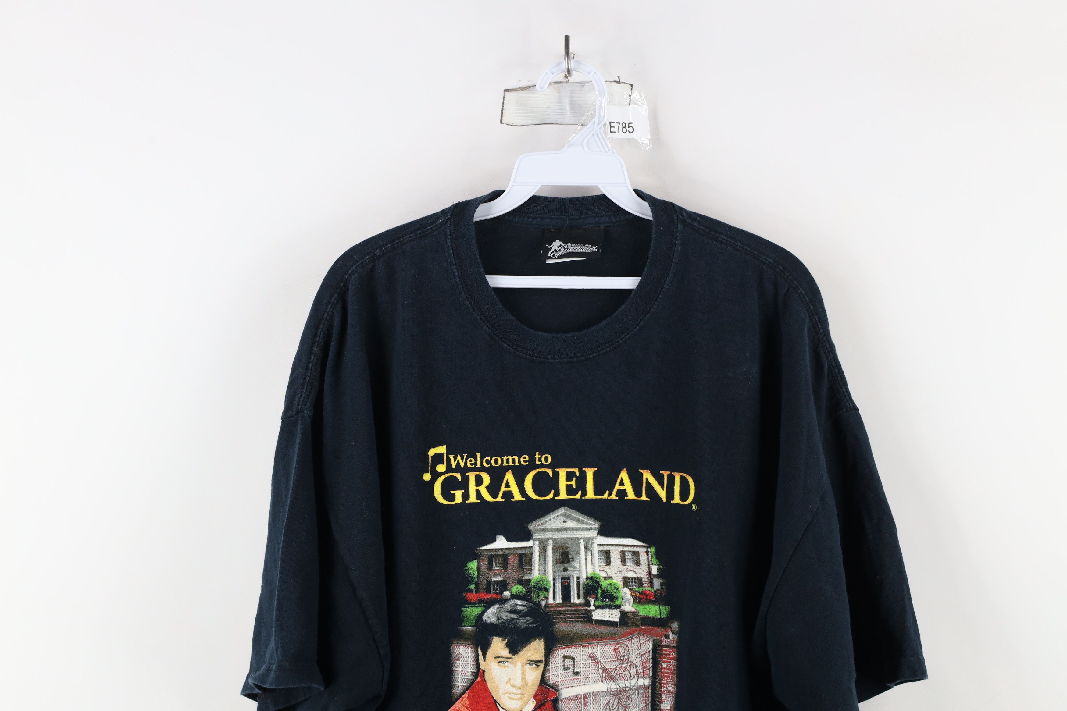 Vintage Vintage Y2K Welcome To Graceland Elvis Presley T-Shirt Black Size US XXL / EU 58 / 5 - 2 Thumbnail