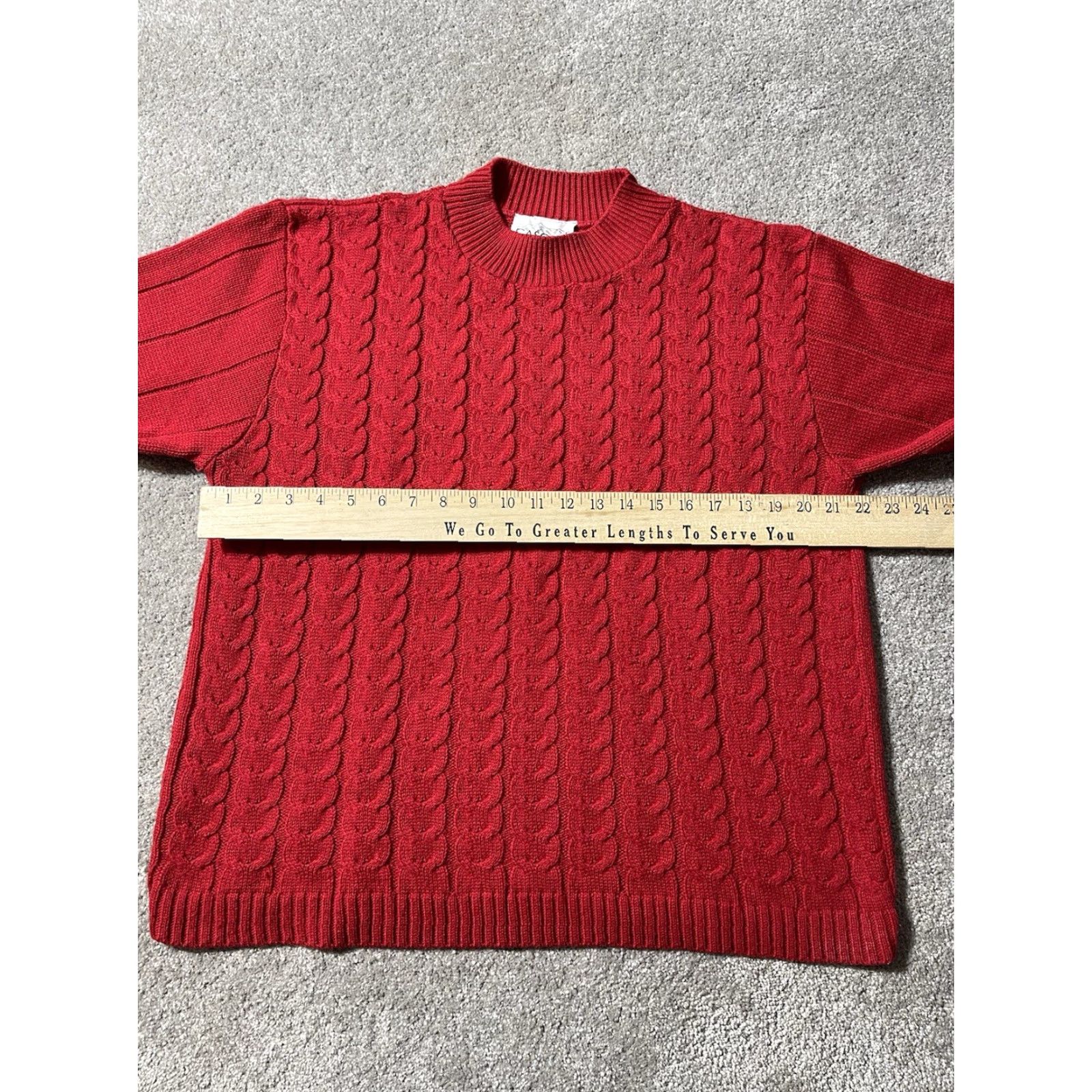 Vintage VINTAGE Holiday Cable Knit Sweater Womens Large Red Christmas Fall Classic Pullover Mock-Neck Long Sleeve Size L / US 10 / IT 46 - 3 Thumbnail