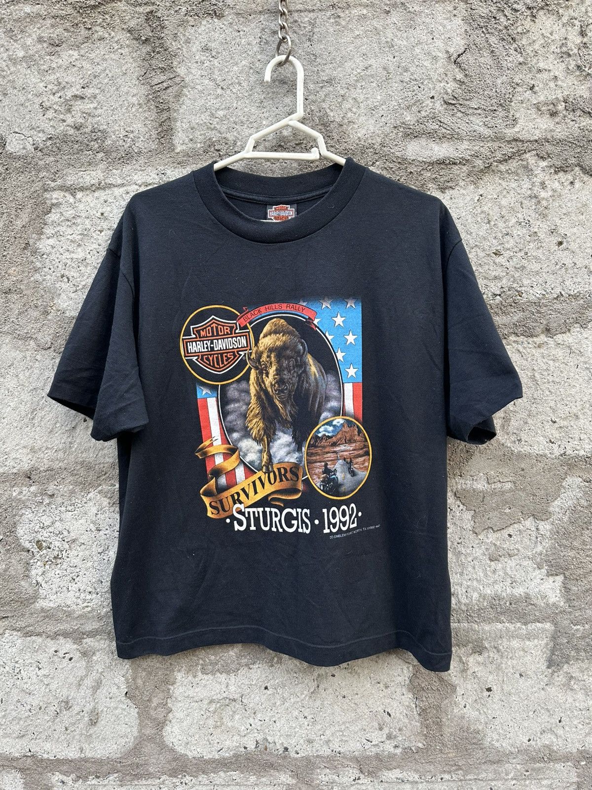 Harley Davidson × Vintage 1992 vintage 3D emblem Harley Davidson Sturgis Black Hills Rally Tee Size US XL / EU 56 / 4 - 1 Thumbnail