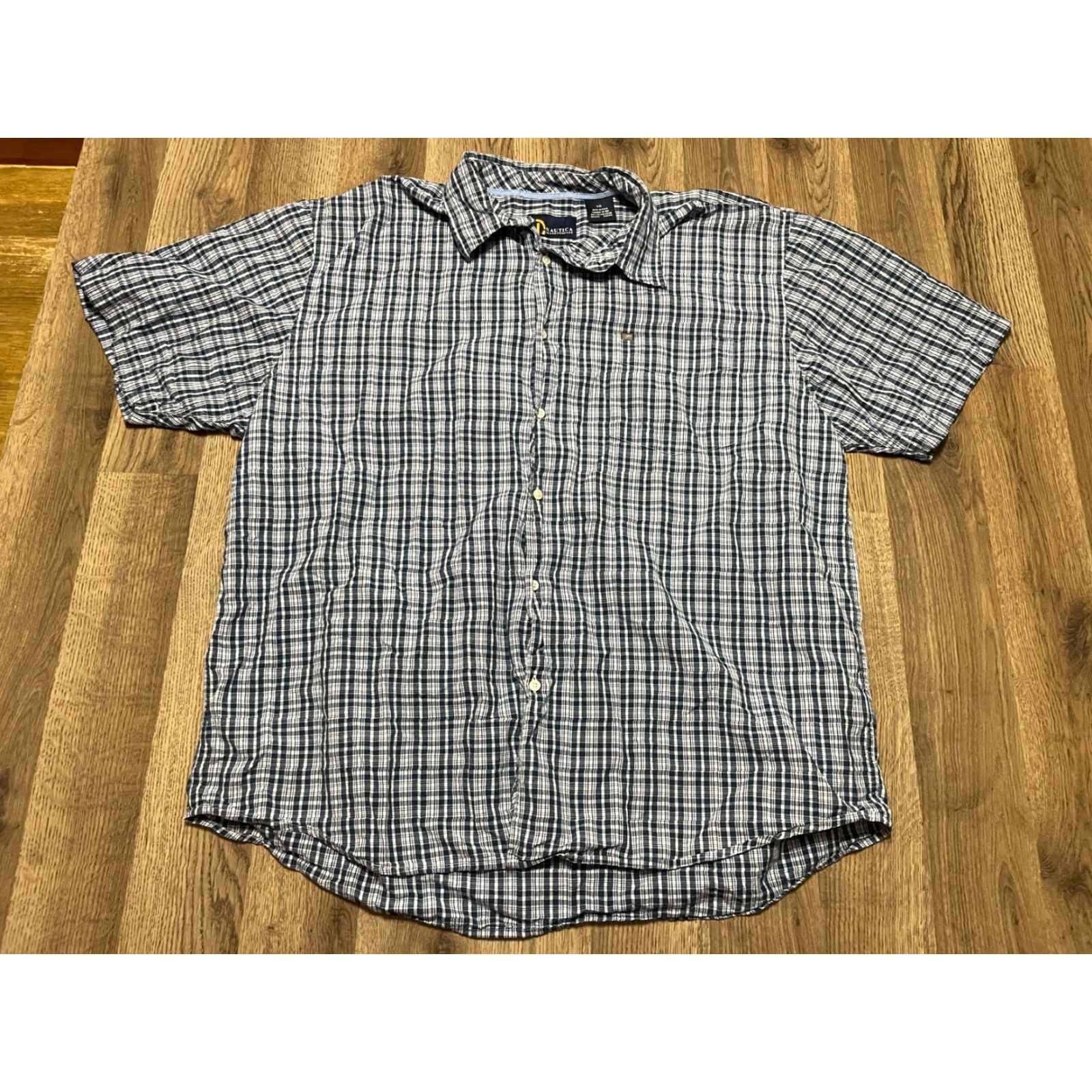 Nautica Nautica Shirt Men XXL Blue White Plaid Button Up Short Sleeve Size US XXL / EU 58 / 5 - 2 Thumbnail
