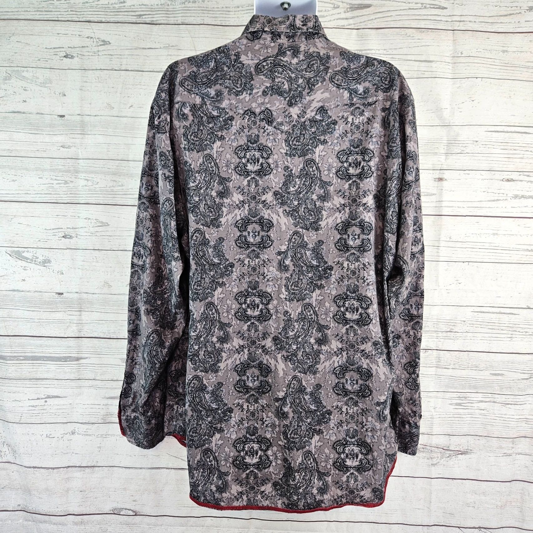 Roper Roper Mens Pearl Snap Shirt 2XL Gray Black Paisley Floral Long Sleeve Shirt Mens Size US XXL / EU 58 / 5 - 4 Thumbnail