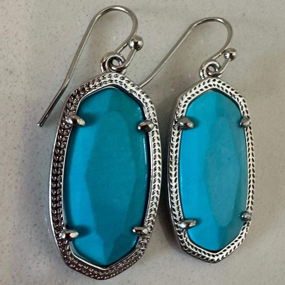 Kendra Scott Kendra Scott Dani Turquoise Blue Magnesite Silver Earrings Size ONE SIZE - 3 Thumbnail