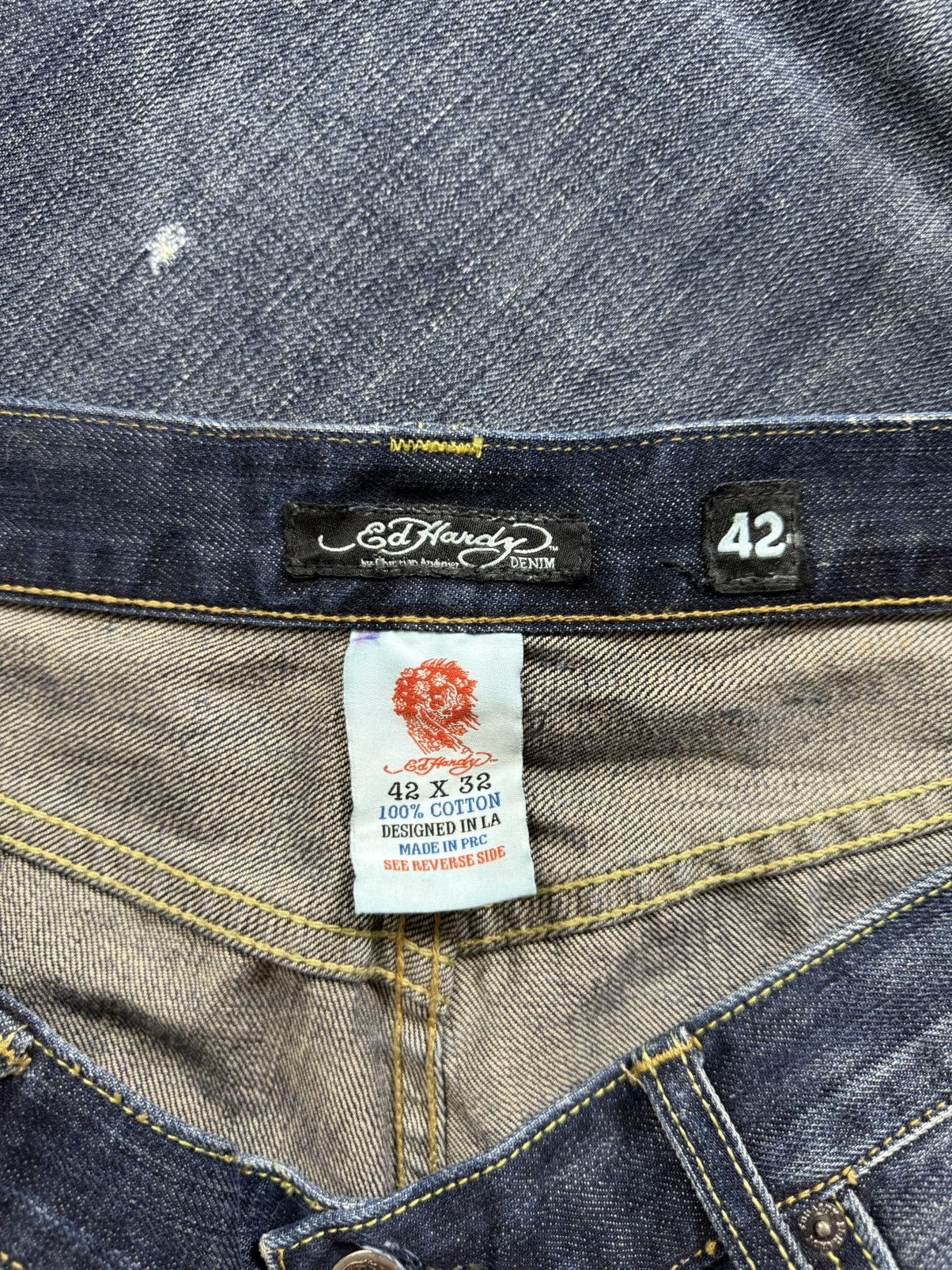 Ed Hardy Ed Hardy VNTG MultiLogo Rhistones Dragos Logo Jeans Pants Size US 42 / EU 58 - 18 Thumbnail