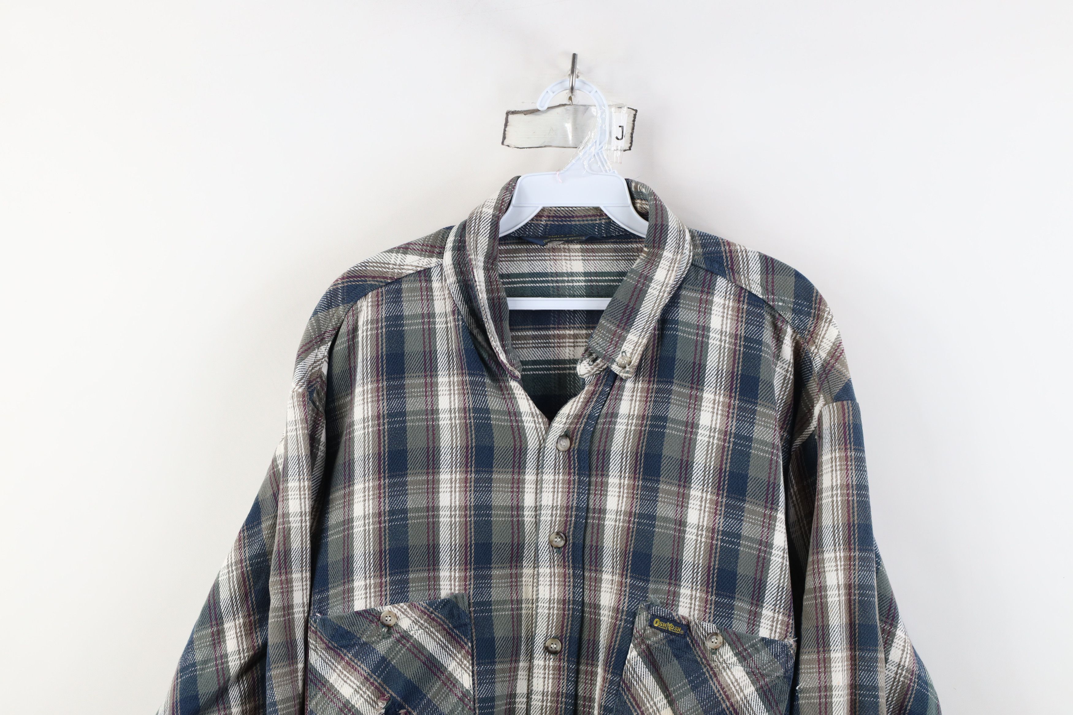 Vintage Vintage 90s OshKosh B'Gosh Heavy Flannel Button Down Shirt Size US XXL / EU 58 / 5 - 2 Thumbnail