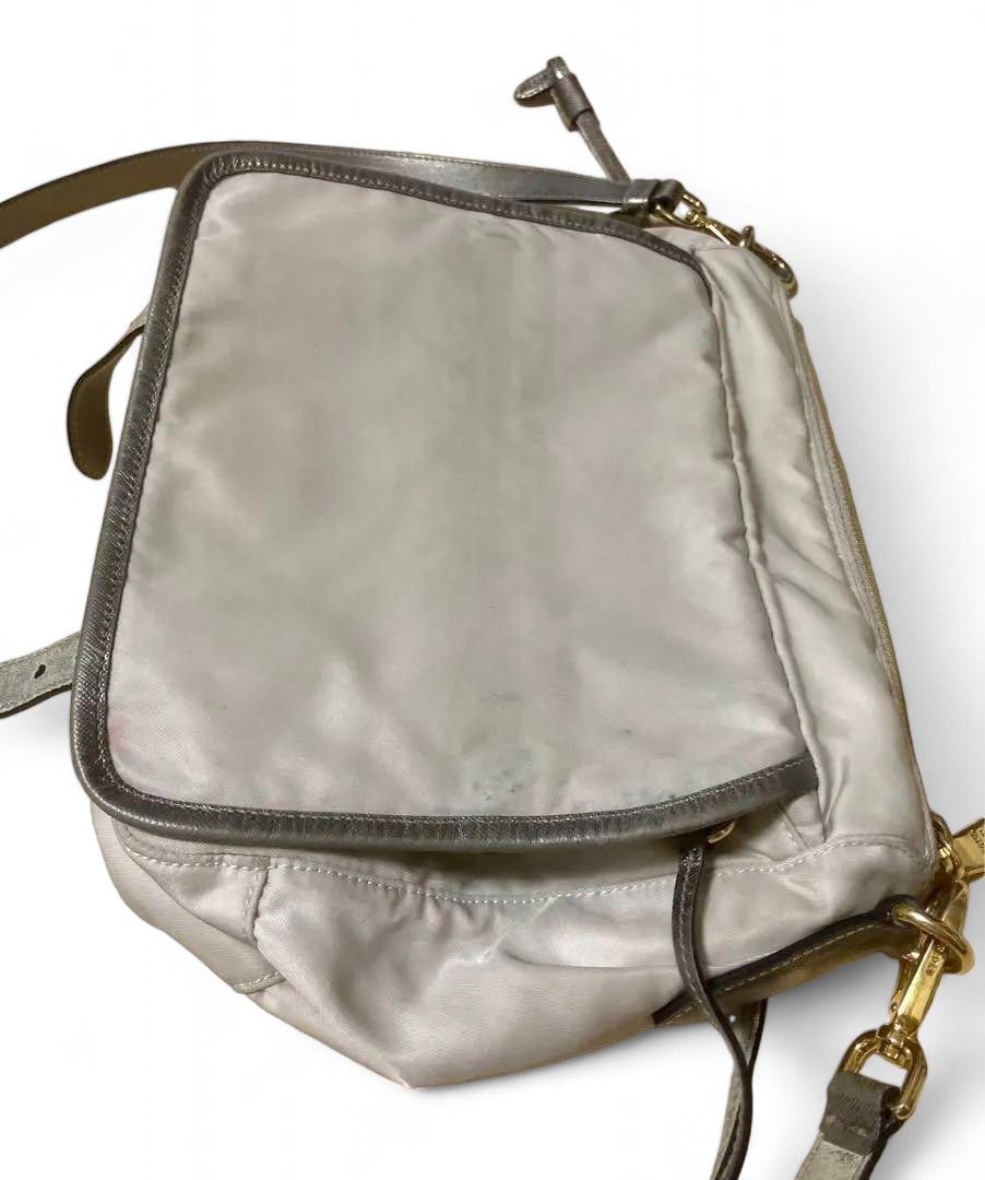 Prada Prada - Shoulder Bag Crossbody White Nylon Leather Gold Size ONE SIZE - 8 Thumbnail