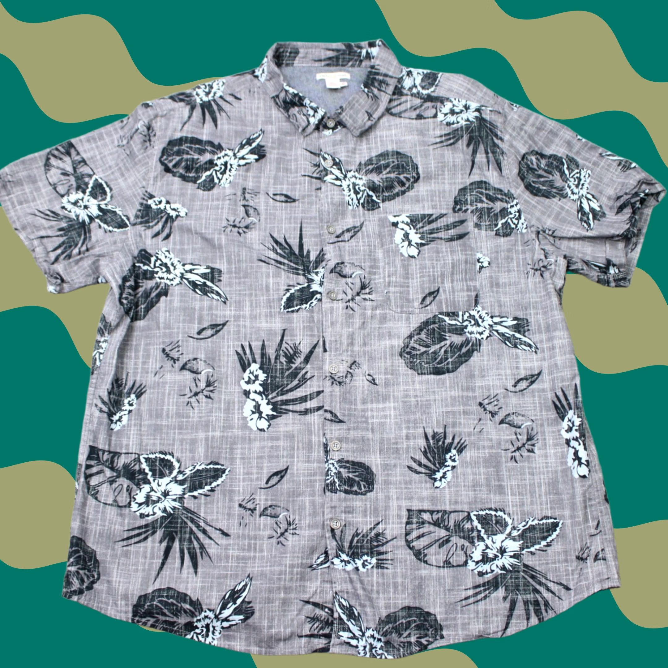 Carbon Carbon2Cobalt Shirt Mens XL Gray Floral Reverse Print 100% Cotton Short Sleeve Size US XL / EU 56 / 4 - 1 Thumbnail