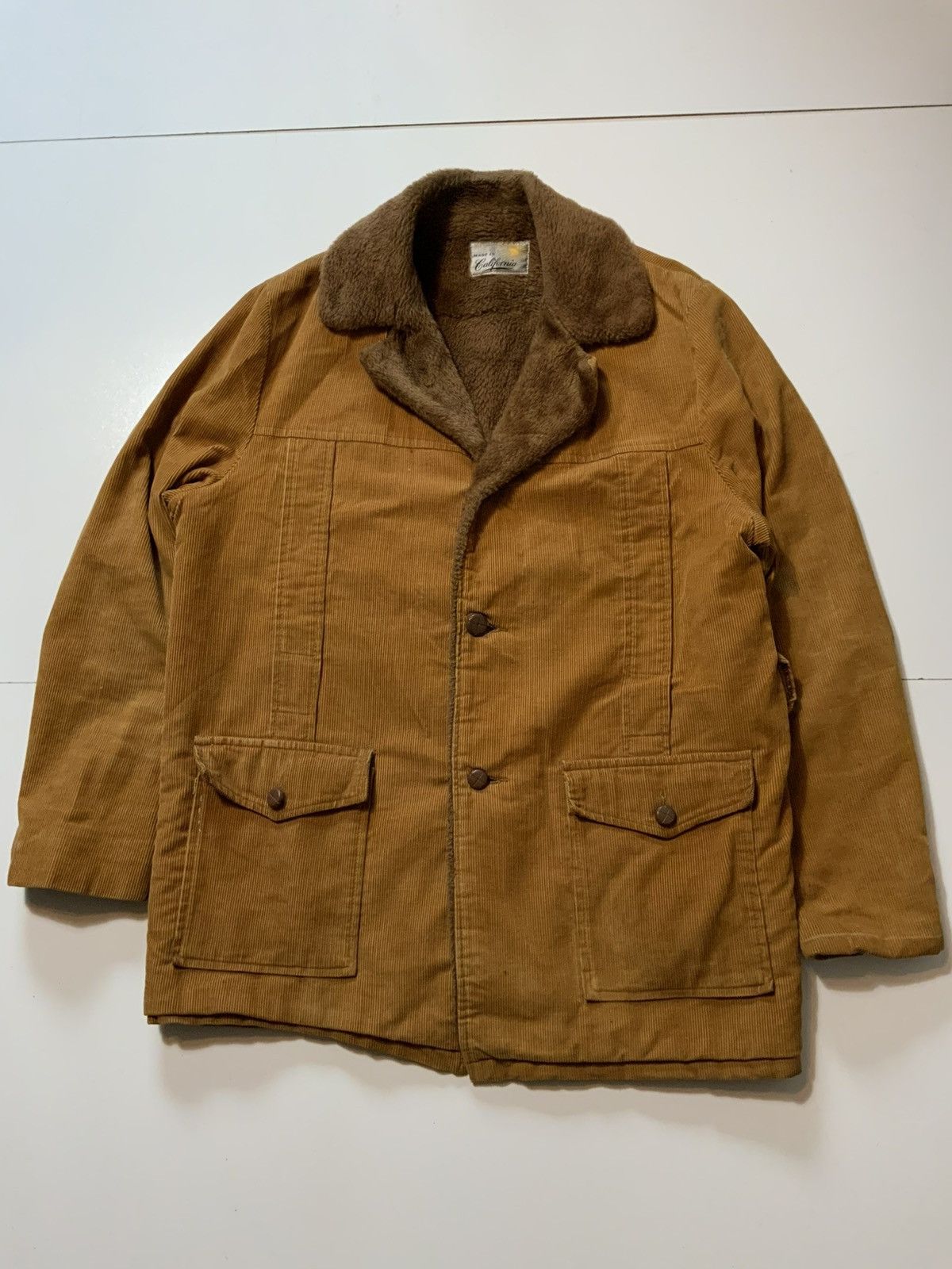 Vintage Vintage 70s Sherpa Line Corduroy Western Leather Button Coat Size US M / EU 48-50 / 2 - 1 Thumbnail
