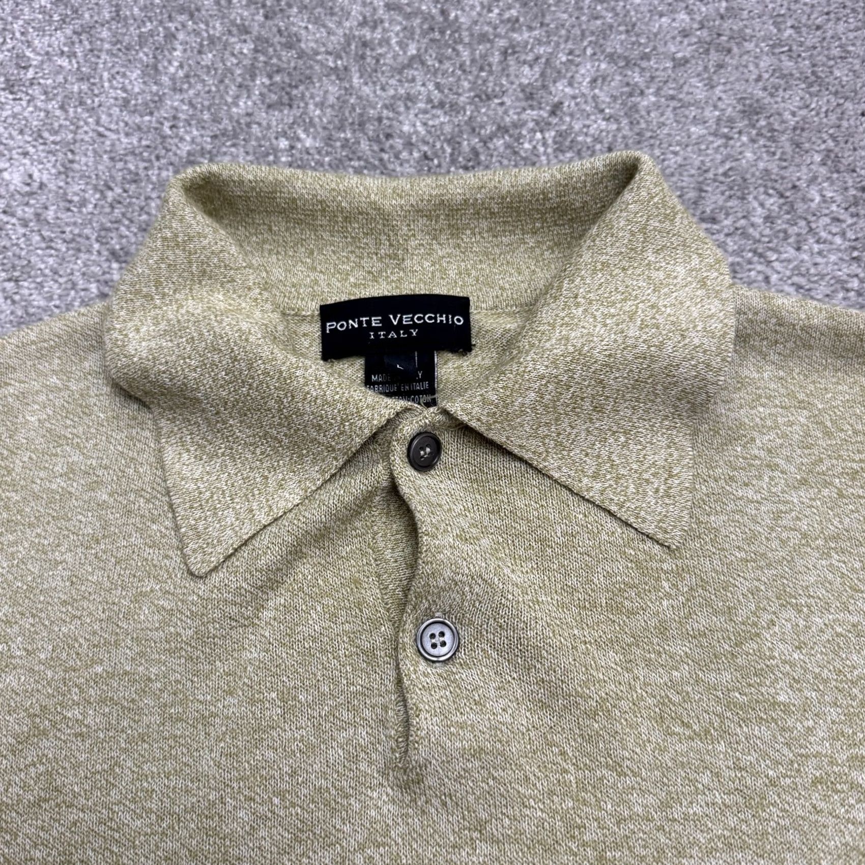 Vintage Ponte Vecchio Polo Shirt Mens L Marled Sage Green Short Sleeve Knit Classic, Designer, Preppy Size US L / EU 52-54 / 3 - 3 Thumbnail