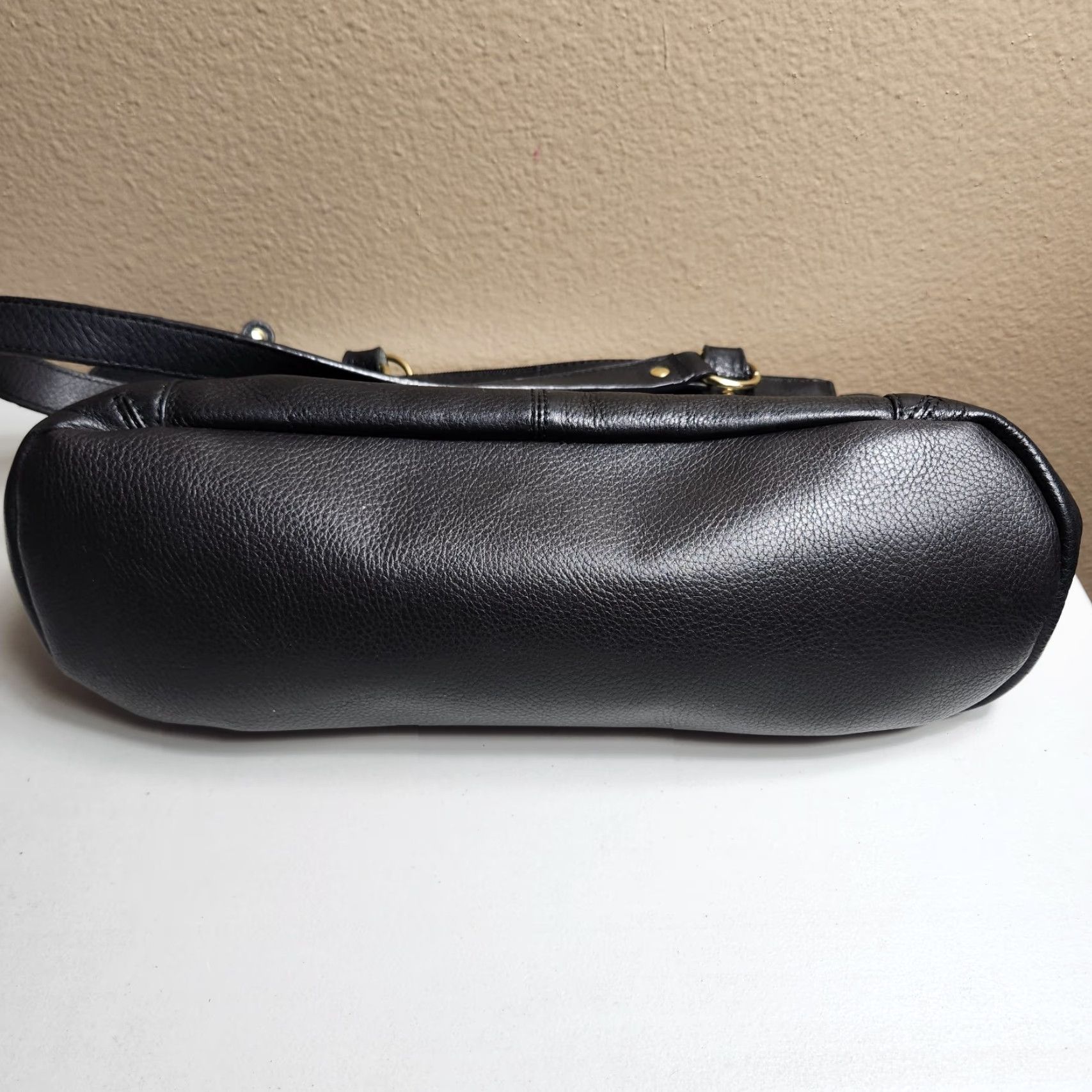 Vintage VINTAGE Pelle Studio Wilsons Black Pebbled Leather Double Handle Shoulder Bag Womens Size ONE SIZE - 8 Thumbnail