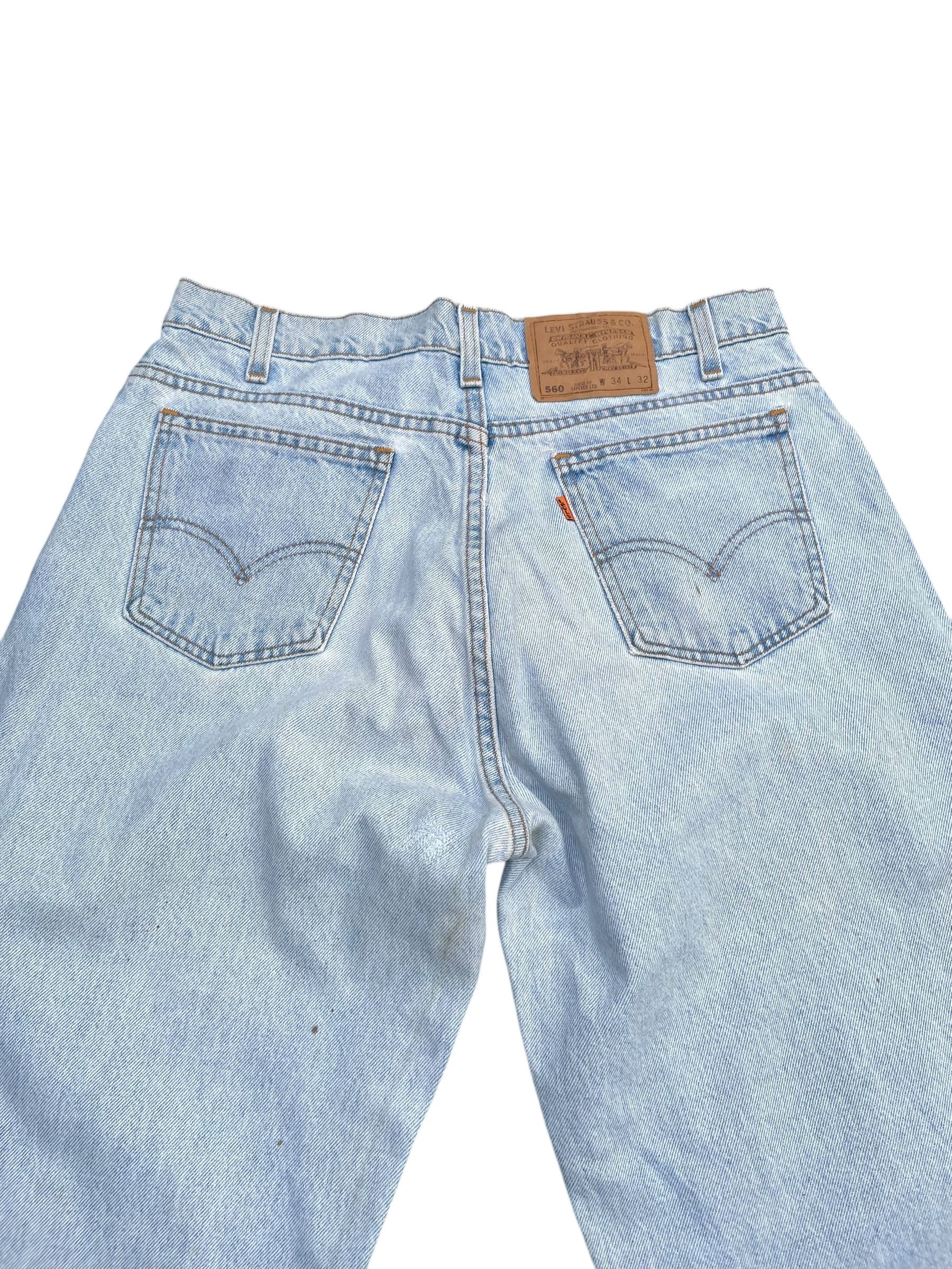 Levi's Vintage 1996 Levis 560 Orange Tab Faded Wash Denim Size US 34 / EU 50 - 4 Thumbnail