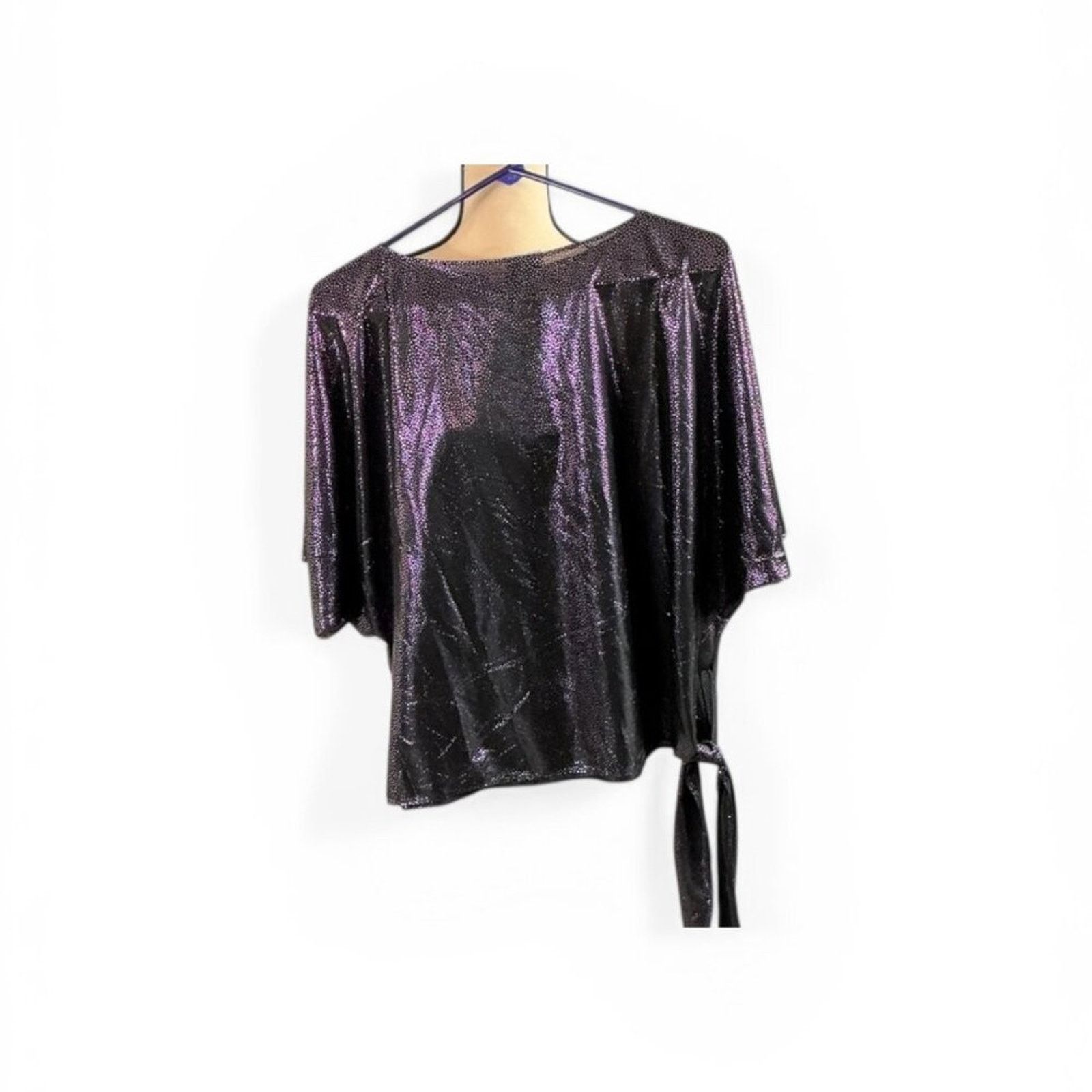 Other Siasia New York Metallic Shimmer Top Black Purple Tie Side S Size S / US 4 / IT 40 - 1 Thumbnail
