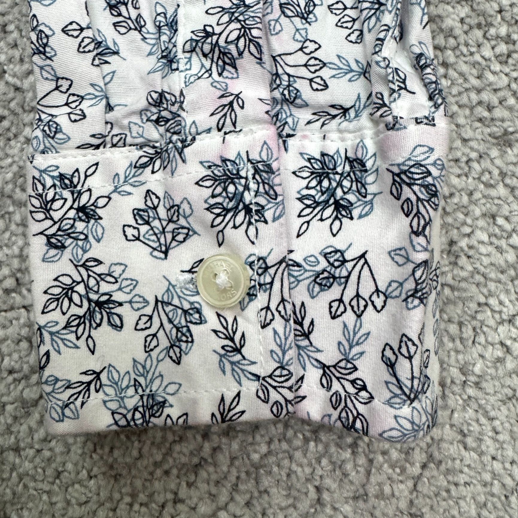 Michael Kors VINTAGE Michael Kors Womens Shirt Button-Up Long Sleeve Floral Cotton Slim Fit Classic Preppy White Blue 2010s Girls Size S / US 4 / IT 40 - 5 Thumbnail
