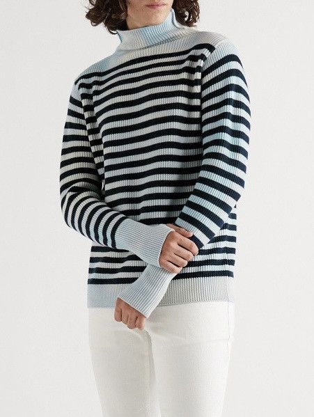 Barena Barena - Tie-Dyed Striped Ribbed Wool Rollneck Sweater Size US XL / EU 56 / 4 - 1 Thumbnail