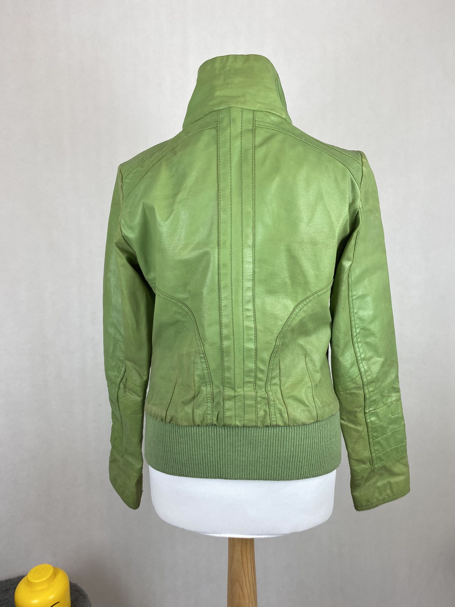 Genuine Leather × Members Only real leather jacket green lemon big collar avant garde Size M / US 6-8 / IT 42-44 - 9 Thumbnail