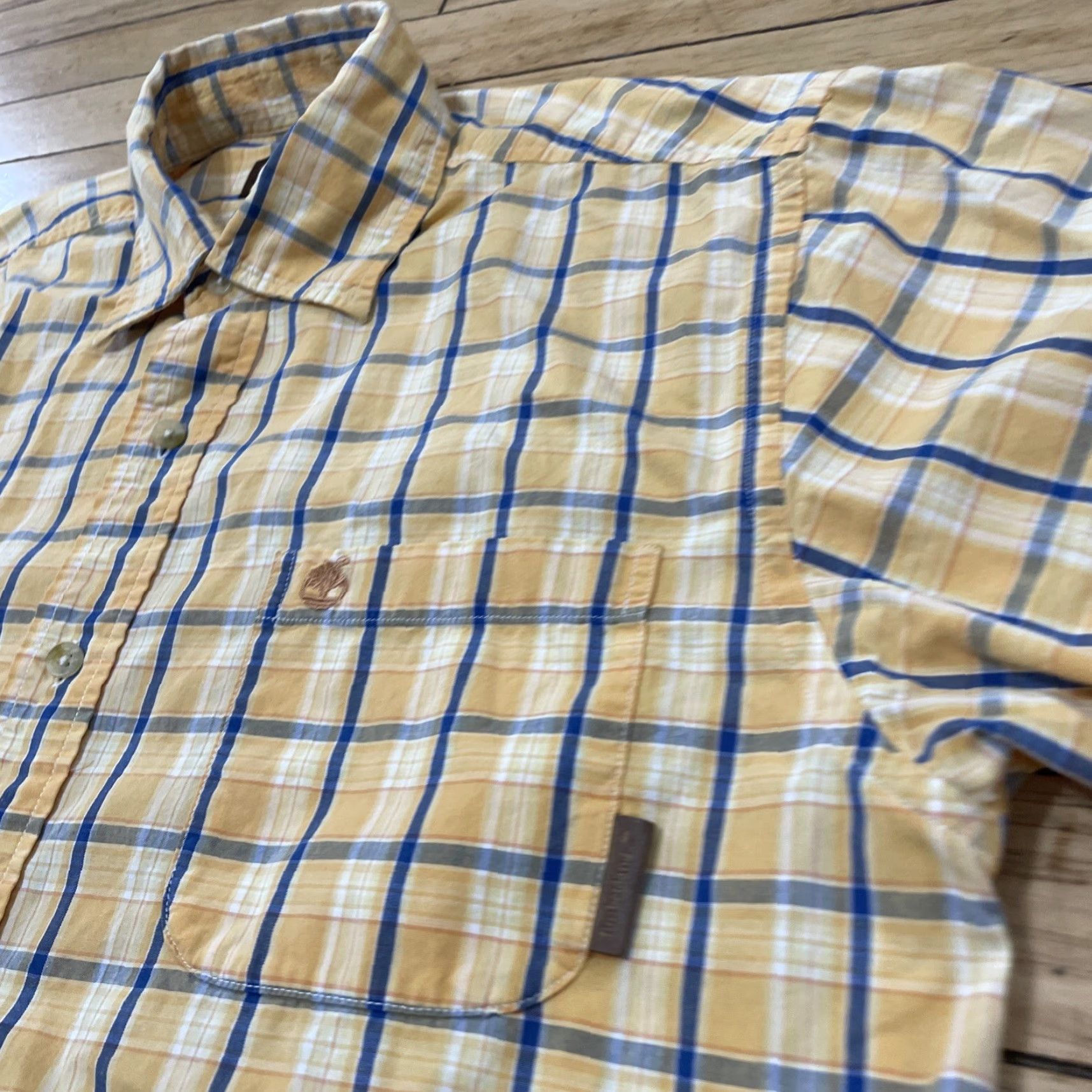 Timberland TIMBERLAND Button-Up Shirt Men L Yellow Blue Plaid Hip Hop Light Collared Shirt Size US L / EU 52-54 / 3 - 5 Thumbnail