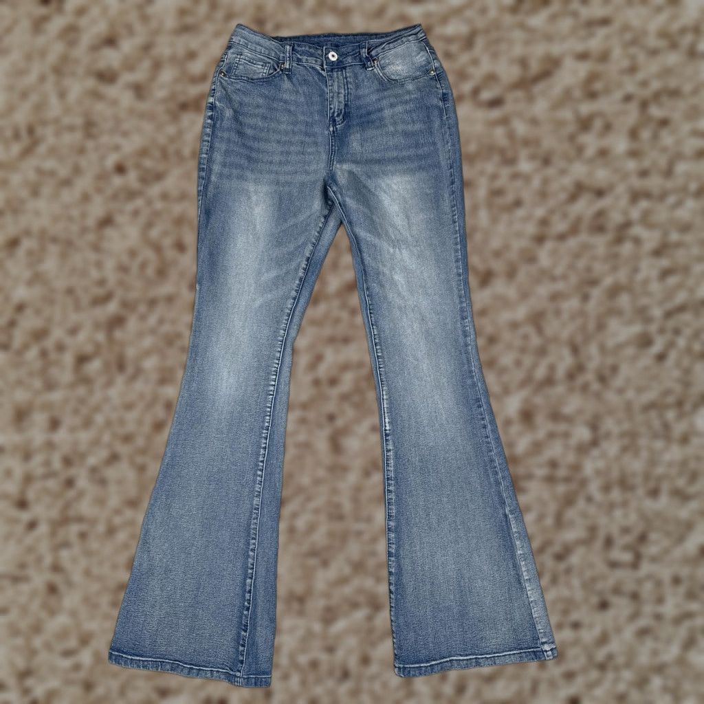 Denime Jeans Womens 8 Blue Denim Stretch Mid Rise Bootcut Flare Leg Casual Pants 26x31 Size 30" / US 8 / IT 44 - 1 Thumbnail