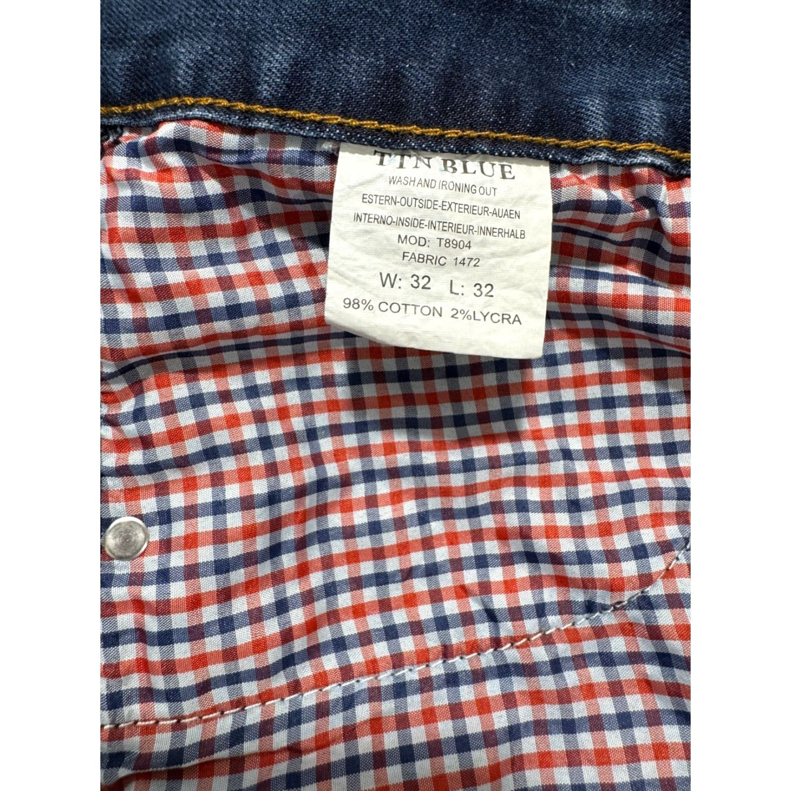 Denime TTN Blue Denim T8904 Men's Jeans Size 32×32 Faded (30×31) Size US 30 / EU 46 - 4 Thumbnail