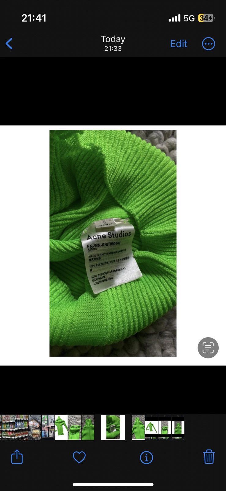 Acne Studios Acne Studio lime / neon green fitted Knit jumper 000147 Size M / US 6-8 / IT 42-44 - 3 Thumbnail