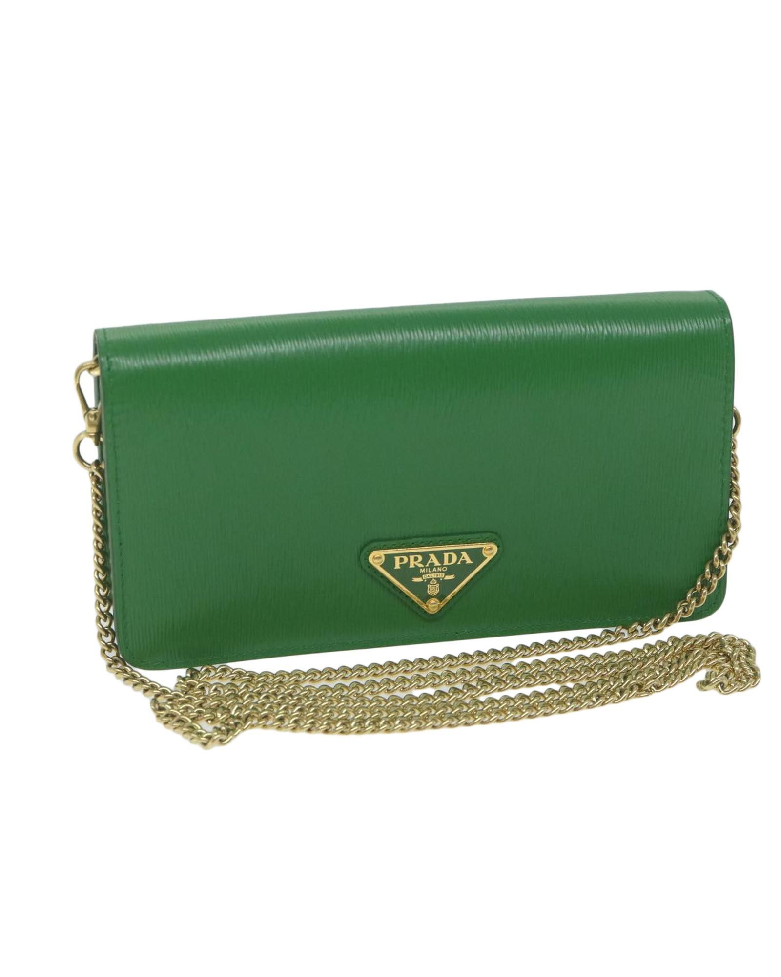 image of Prada Leather Keychain With Unique Design in Green, Women's