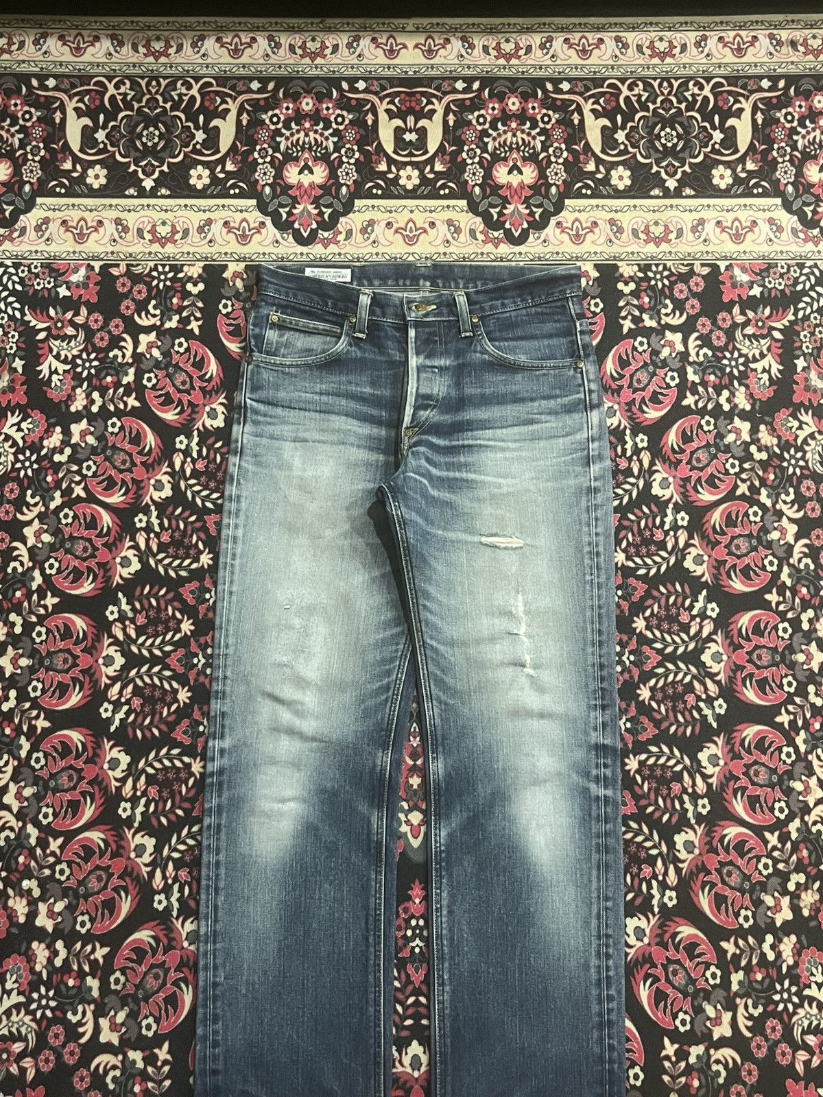 Vintage Vintage Lee Riders Blue Faded Distressed Straight Leg Jeans Size US 30 / EU 46 - 3 Thumbnail
