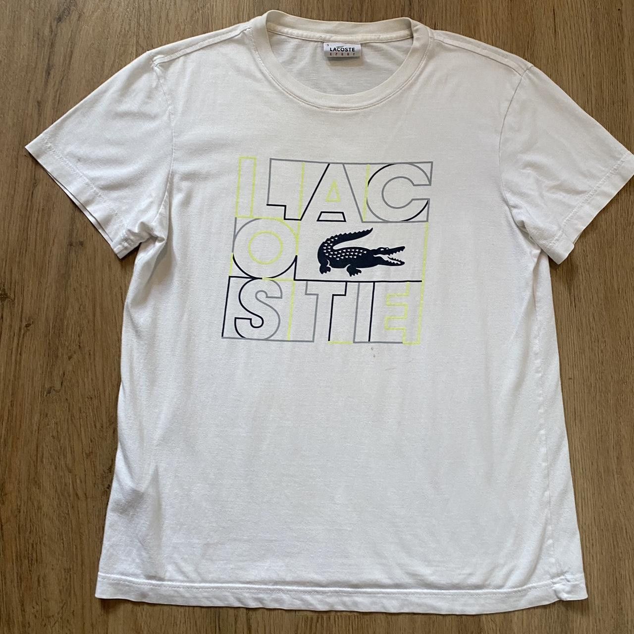 Lacoste White Lacoste T-shirt with yellow and blue accents Size US S / EU 44-46 / 1 - 1 Thumbnail