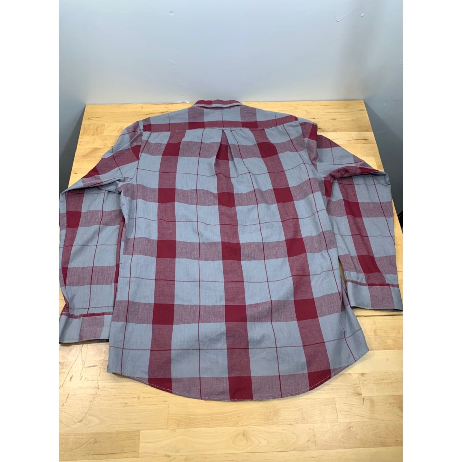 Vintage VINTAGE BonHomme Shirt Men's M 90s Red/Gray Geometric Button Down Collar Long Sleeve Made in USA #1844 Size US M / EU 48-50 / 2 - 4 Thumbnail