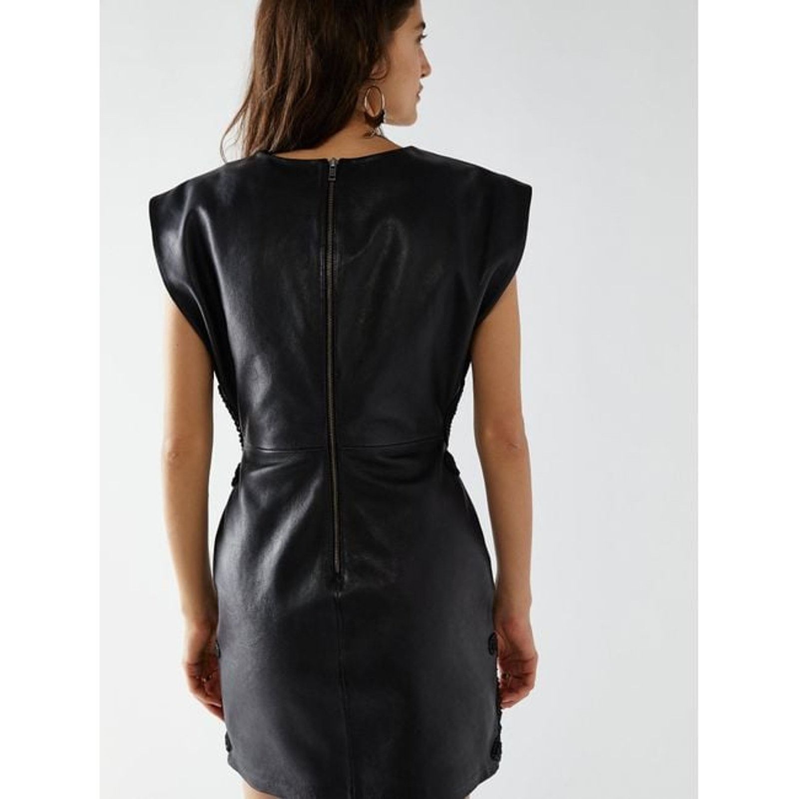 Free People New City Slicker Leather Mini Dress $698 SIZE 10 Black Size L / US 10 / IT 46 - 3 Thumbnail