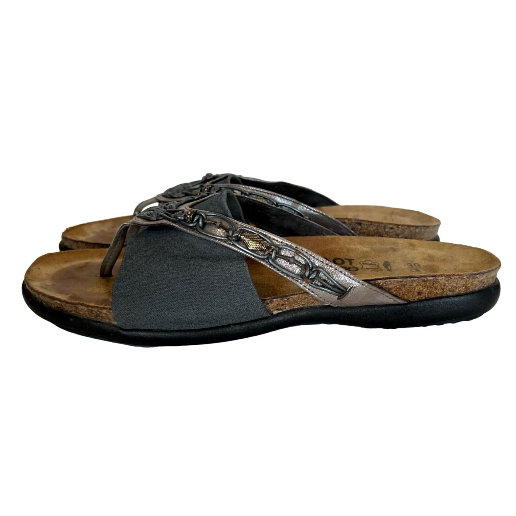 Vintage Naot Jennifer Sandal Gray Silver Leather Flip Flop Thong Flat Womens 39 US 8/8.5 Size US 8 / IT 38 - 5 Thumbnail