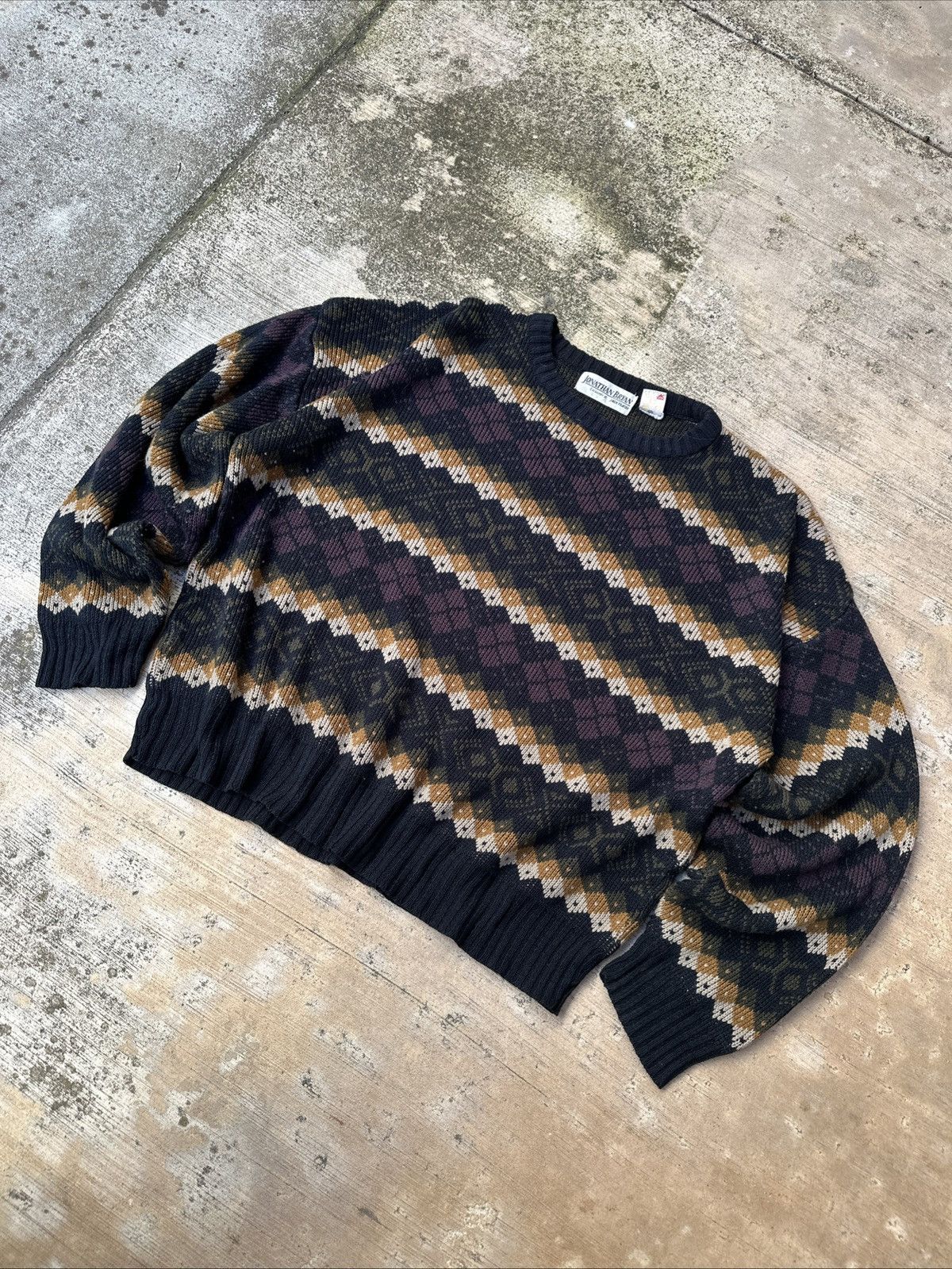 Other Vintage 90s Checkered Jonathan Bryan Knitwear Sweater Xl Size US XL / EU 56 / 4 - 1 Thumbnail