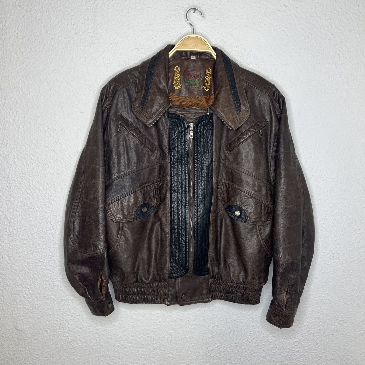 Leather Vintage Brown Leather Motor Biker Jacket Trucker Genuine Size US M / EU 48-50 / 2 - 1 Thumbnail