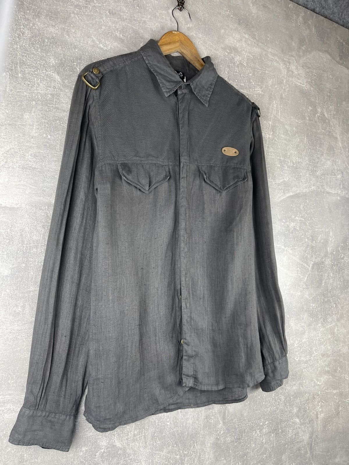 Dolce & Gabbana Dolce & Gabbana D&G Archives 00s Linen Shirt Gray Military Size US S / EU 44-46 / 1 - 3 Thumbnail
