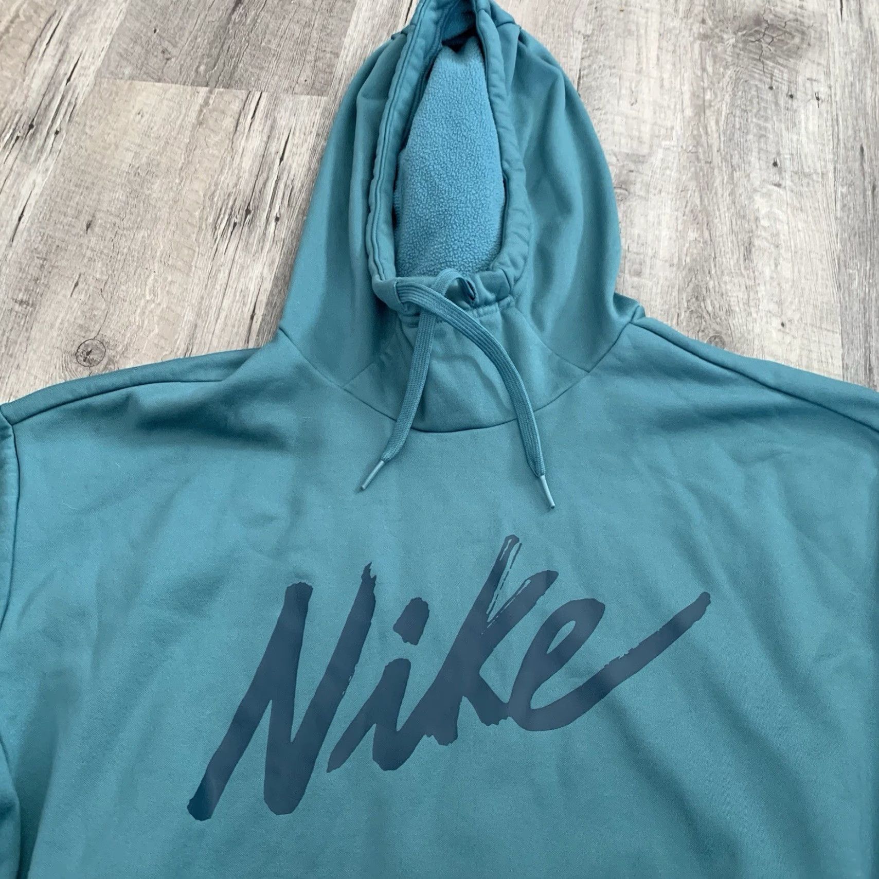Nike NIKE Therma Fit Logo Hoodie Women Sz Small Teal Green Sweatshirt Pullover Hooded Pockets Logo Athletic Casual Size S / US 4 / IT 40 - 6 Thumbnail