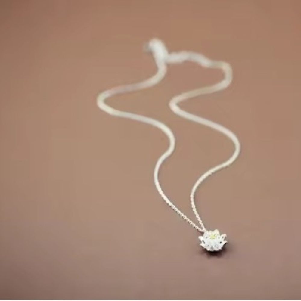 Other Sterling Silver Lotus Flower Necklace | Adjustable 17 Inch Size ONE SIZE - 4 Thumbnail