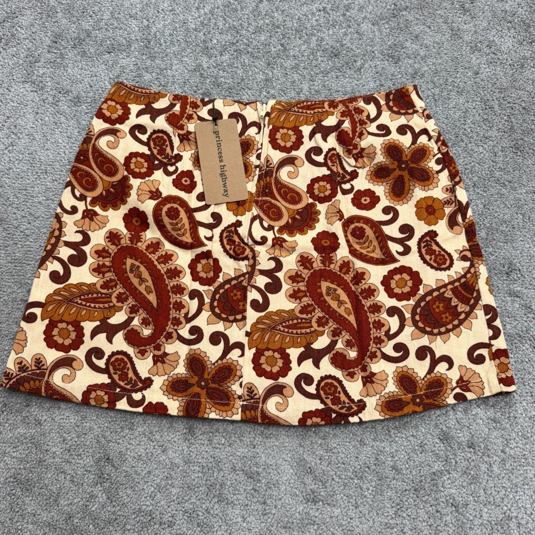 Vintage Princess Highway Skirt Womens 8 Brown Paisley Mini Beach Boho NWT Size 30" / US 8 / IT 44 - 2 Thumbnail