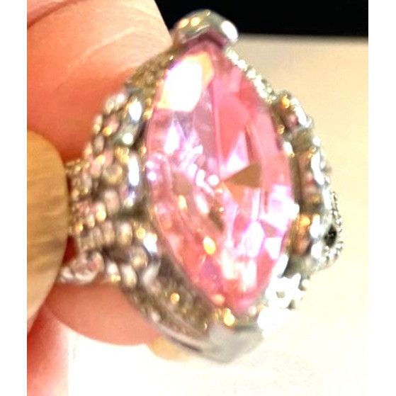 Other Silver-Tone Simulated Marquise Pink Sapphire Ring W/Crystal Size ONE SIZE - 7 Thumbnail