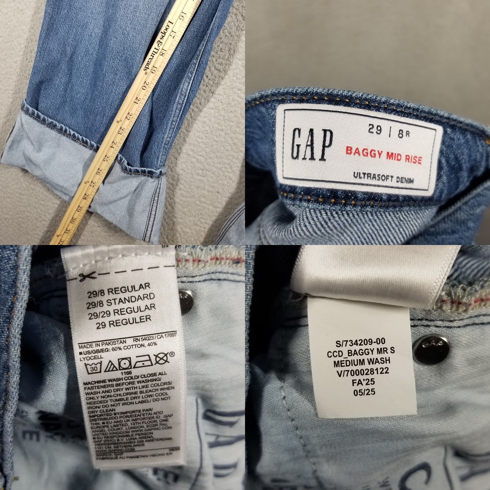 Gap GAP Mid Rise UltraSoft Easy Baggy Denim Jeans 29/8R NWT Blue 90s Vintage Womens Jeans Baggy Relaxed Size 29" - 8 Thumbnail
