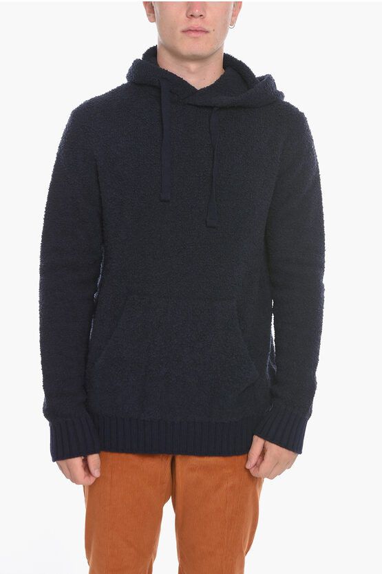 image of Altea Solid Color Knit Hoodie in Blue, Men's (Size XL)