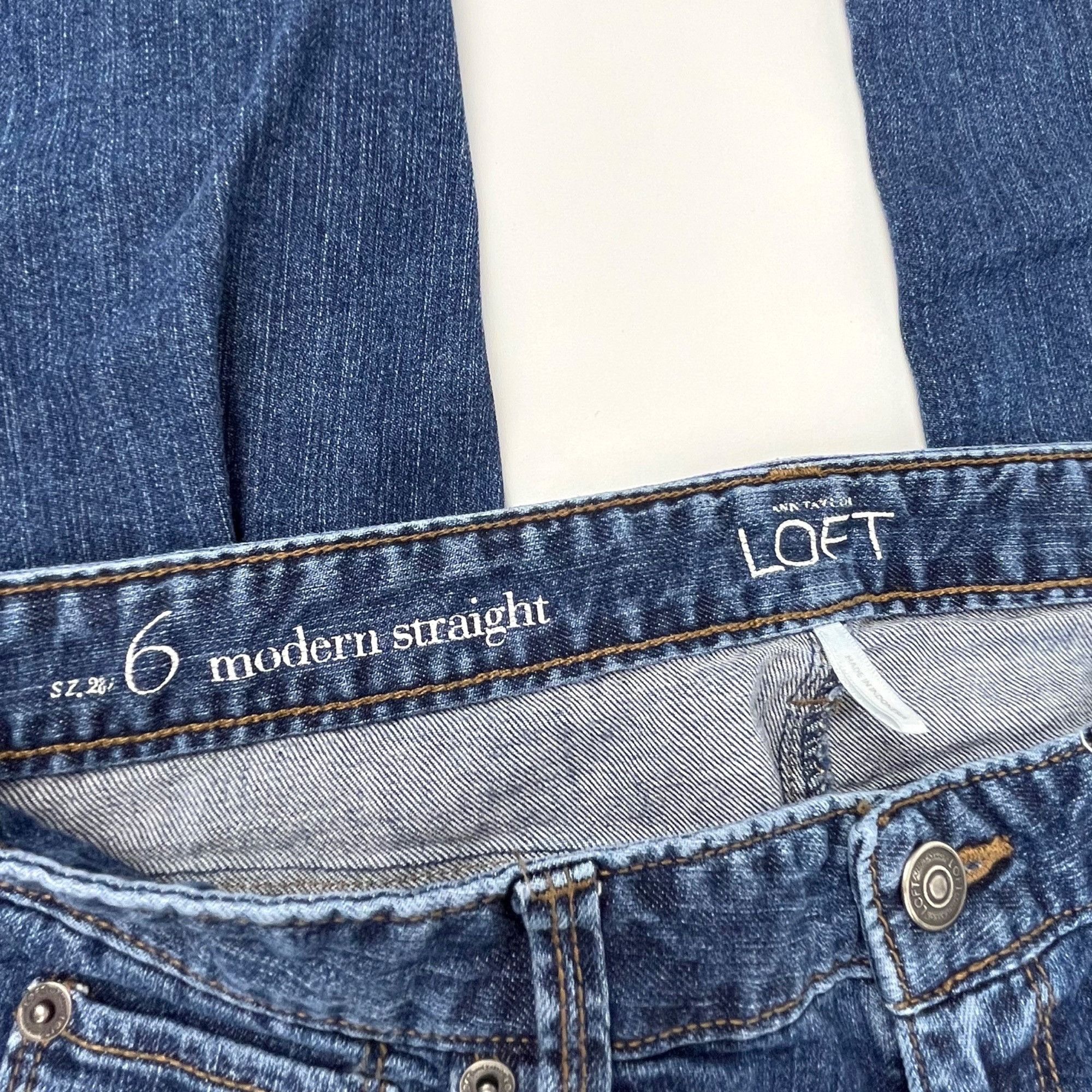 Loft LOFT Women's Modern Straight Jeans Medium Wash Size 6 Size 28" / US 6 / IT 42 - 2 Thumbnail