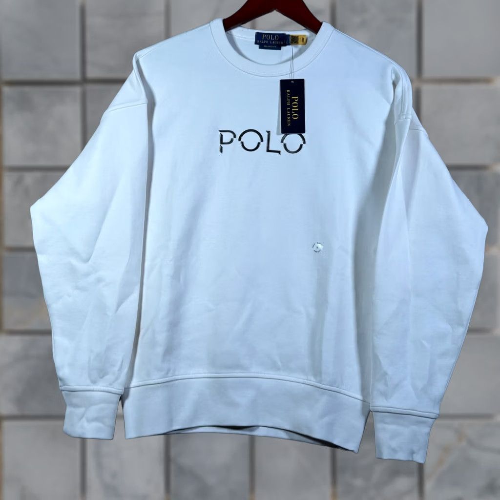 Polo Ralph Lauren Polo Ralph Lauren Sweatshirt Mens S White Double Knit Spell Out RELAXED Fit Size US S / EU 44-46 / 1 - 1 Thumbnail