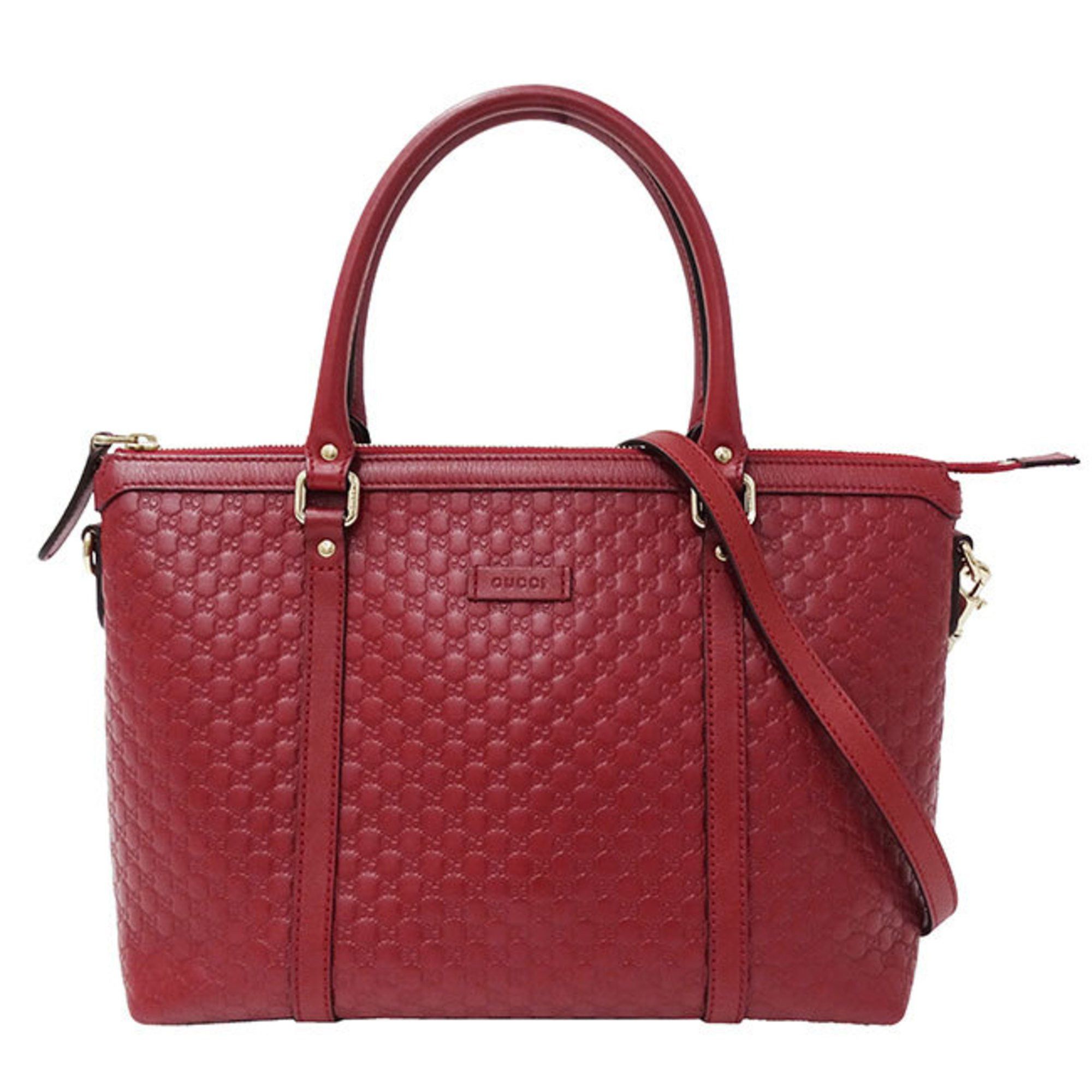 Gucci Bag Women's Handbag Shoulder 2Way Micro Guccissima Leather Red 449656