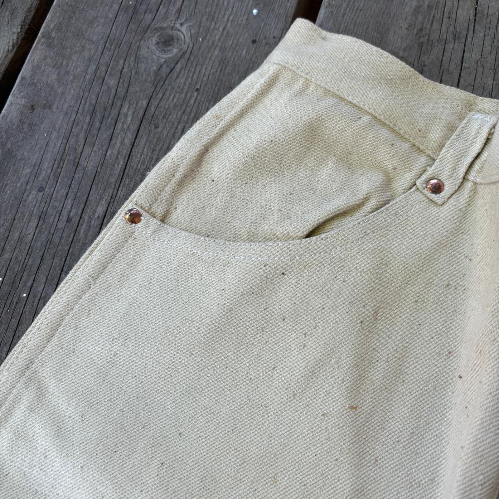 Vintage 1950s Stiff Cotton Tan Western Cowgirl Pants Deadstock 24x27 Size 24" / US 00 / IT 34 - 7 Thumbnail