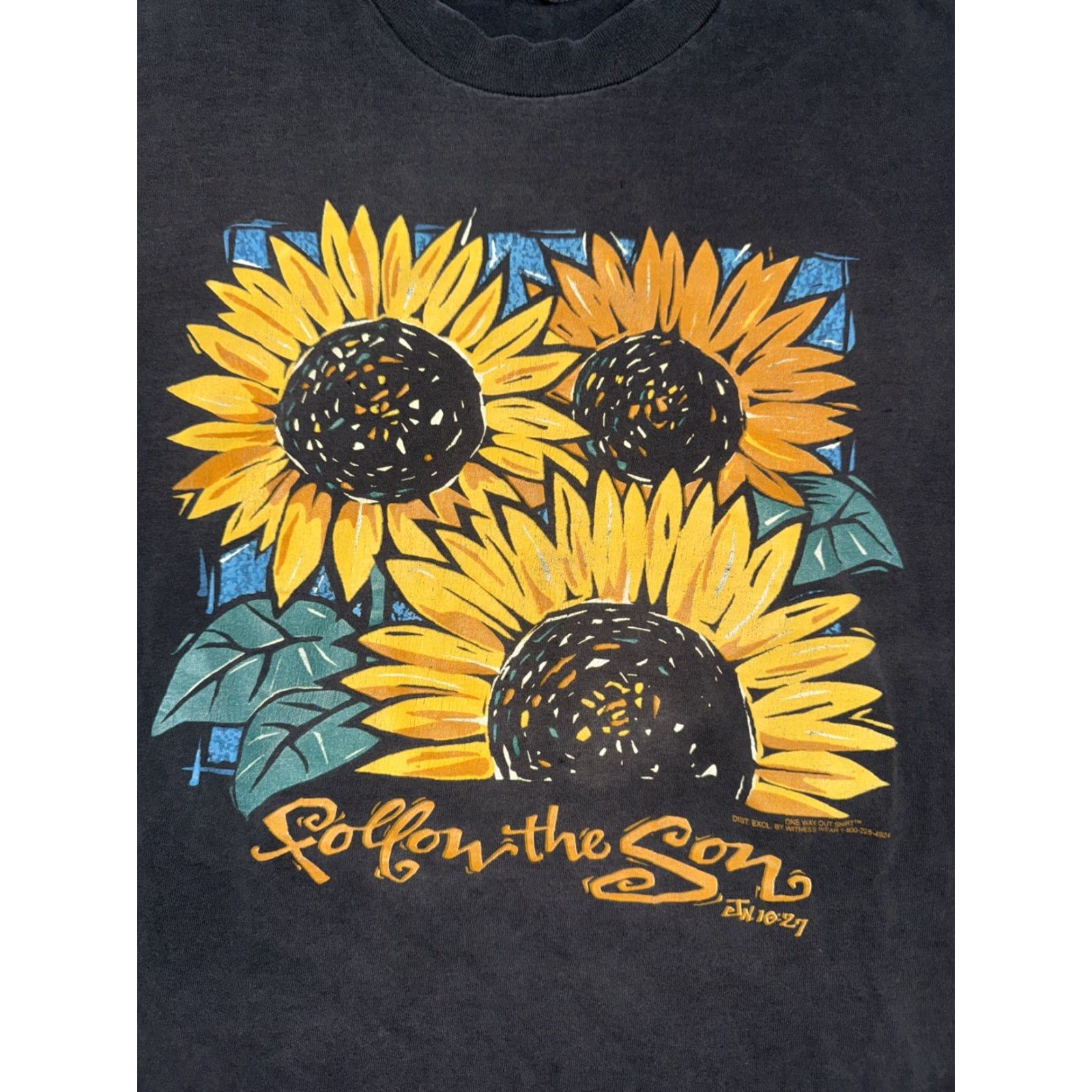 Sunflower VINTAGE Sunflower T-Shirt 2XL Black Follow The Son Christian Single Stitch 90s Mens Shirt Size US XXL / EU 58 / 5 - 2 Thumbnail