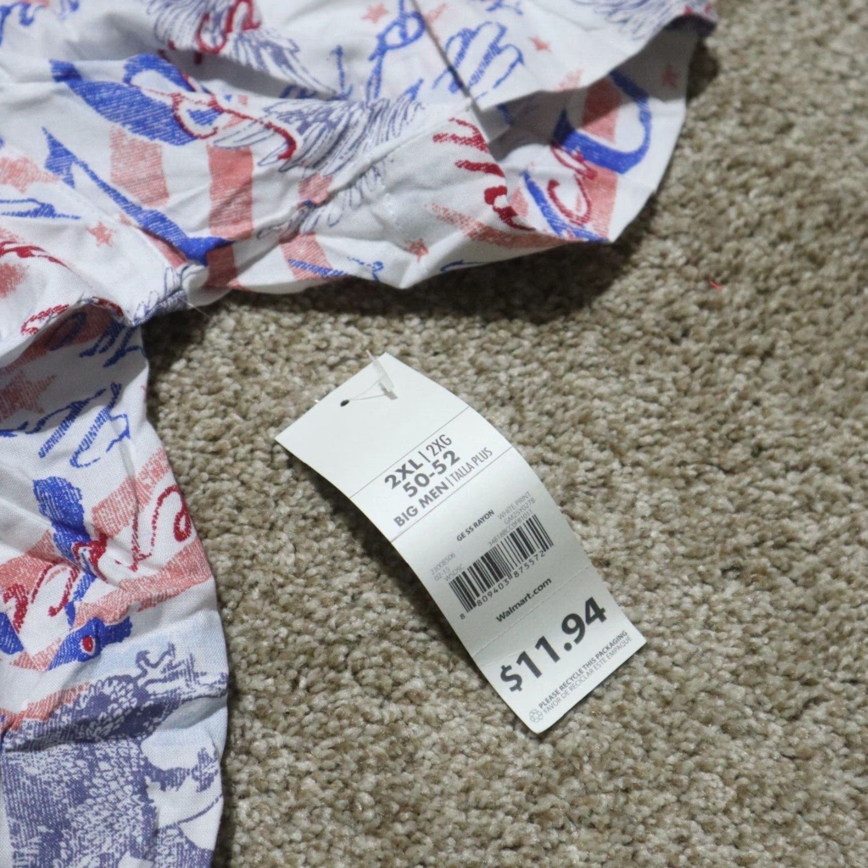 George George Shirt Men 2XL USA Eagle 1776 Button-Up Short Sleeve Multicolor Polyester Button N/A Size US XXL / EU 58 / 5 - 5 Thumbnail