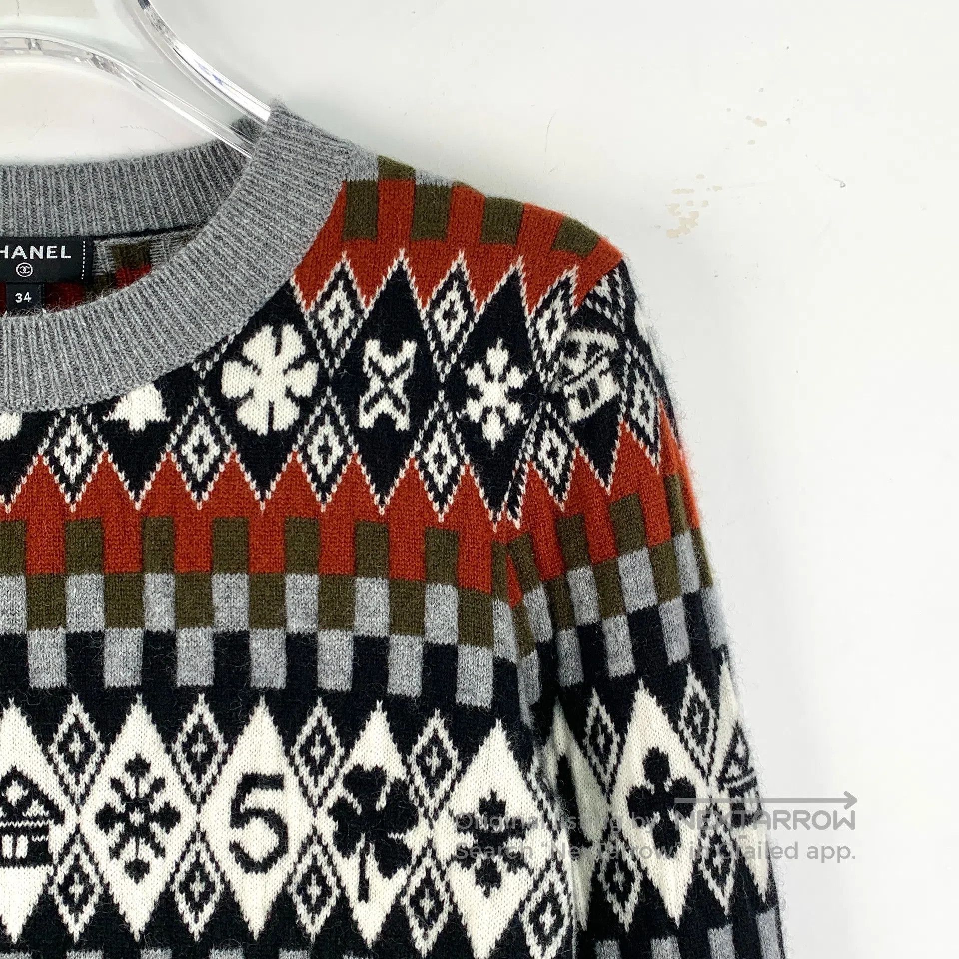 Chanel Chanel Multicolor Geometric Pattern Embroidered Cashmere C Size XXS / US 00 / IT 34 - 3 Thumbnail