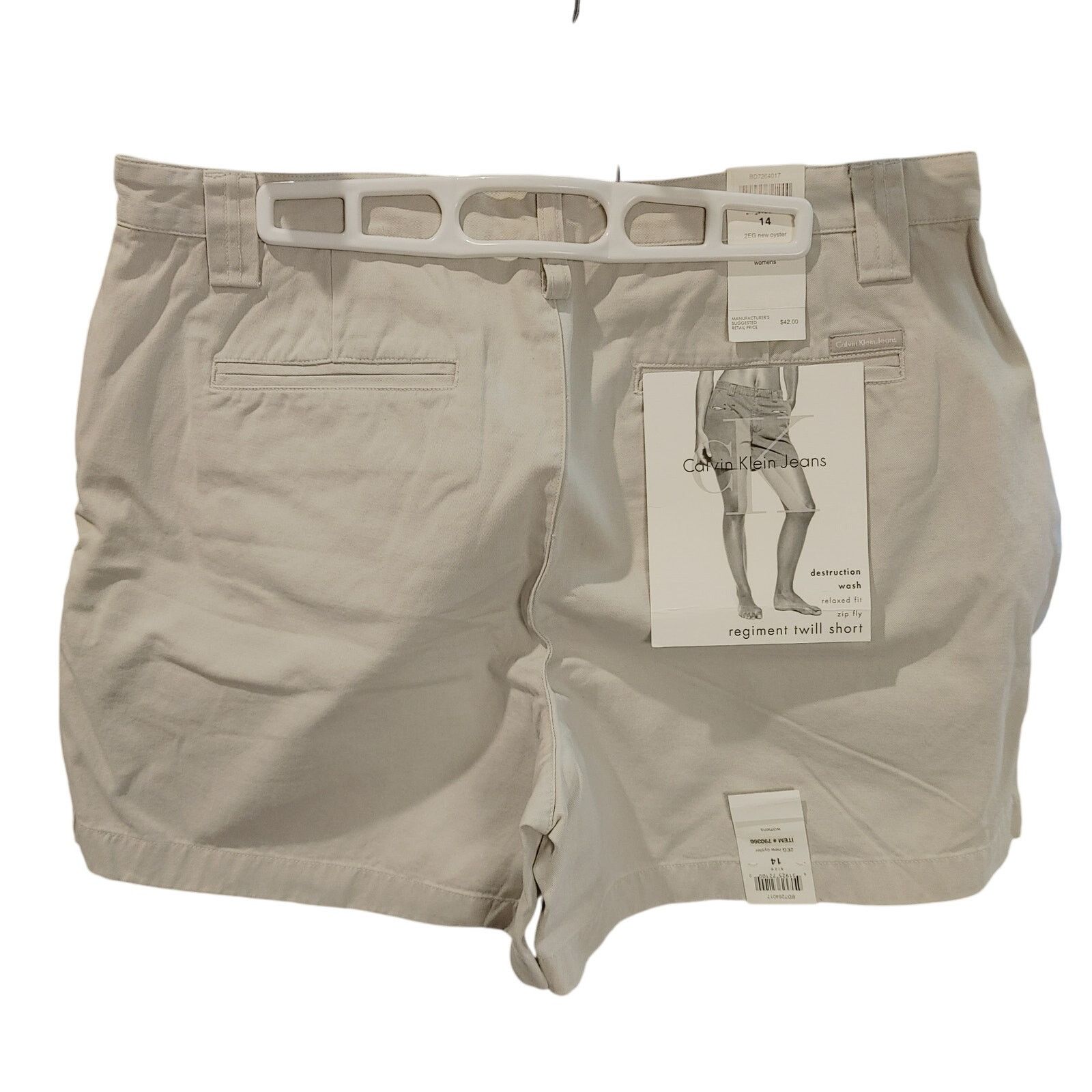 Calvin Klein Clavin Klien Jeans Women's 14 Beige Denim Shorts Size 36" / US 14 / IT 50 - 2 Thumbnail