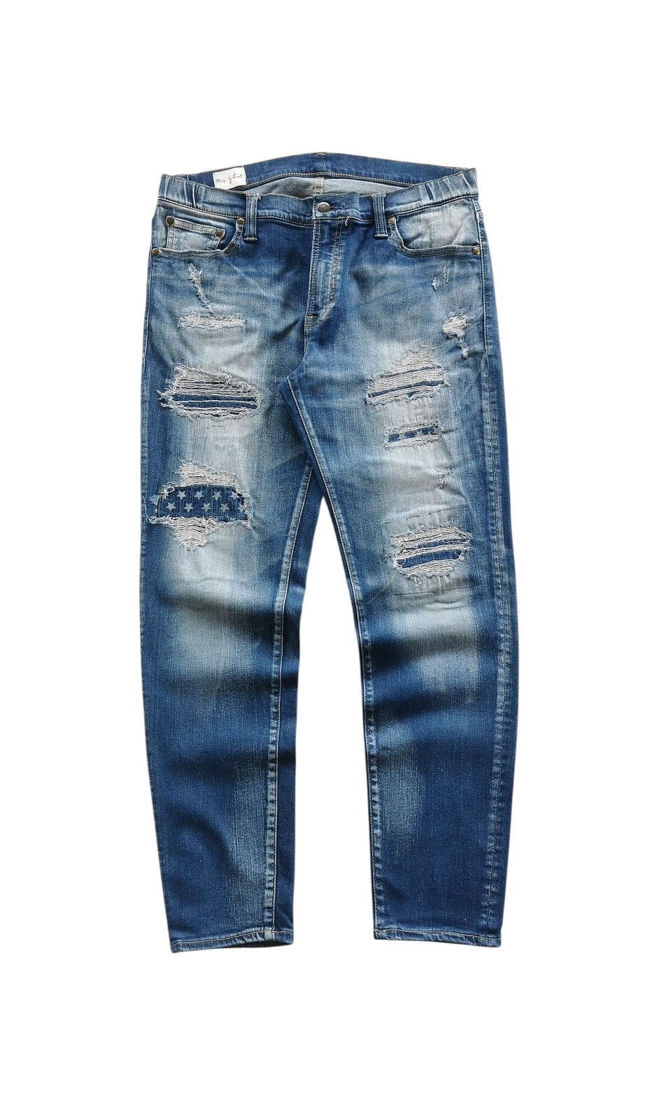 Big John Bigjohn stretchable ripped zigzag stitching vibes AMIRI Size US 33 - 2 Thumbnail